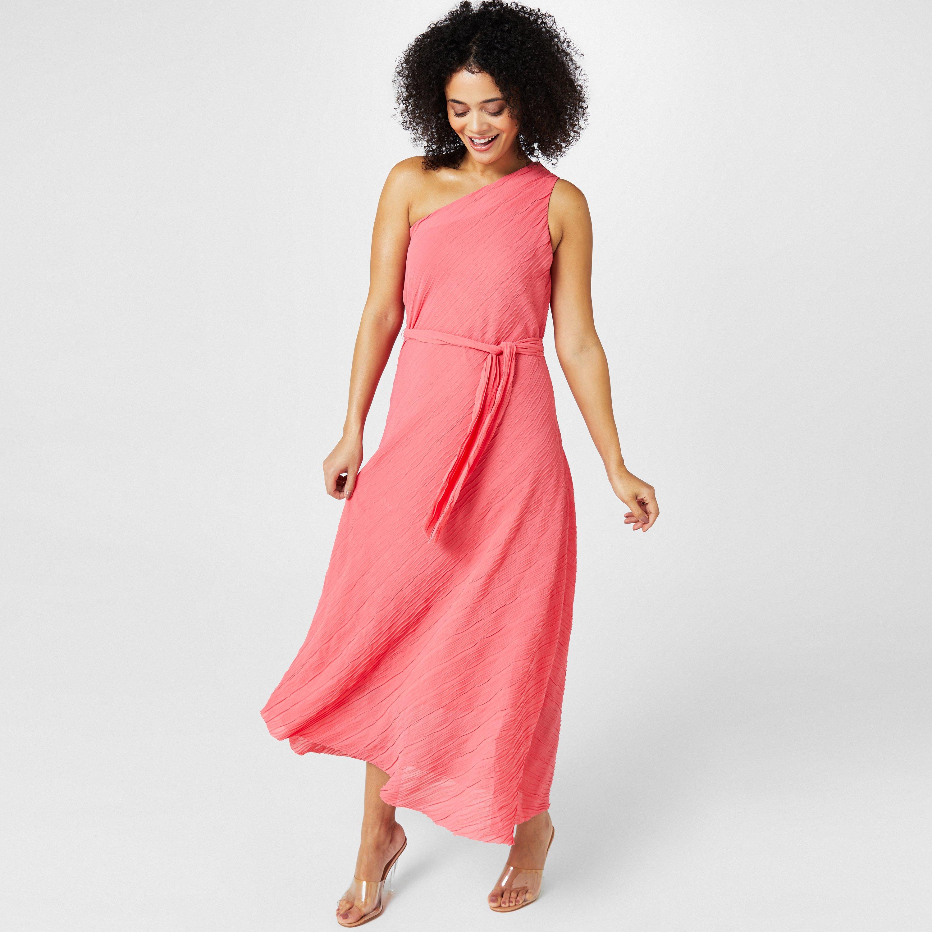 Coral Sun Kist - Biba - Women's Pleated One-Shoulder Maxi Dress - 4