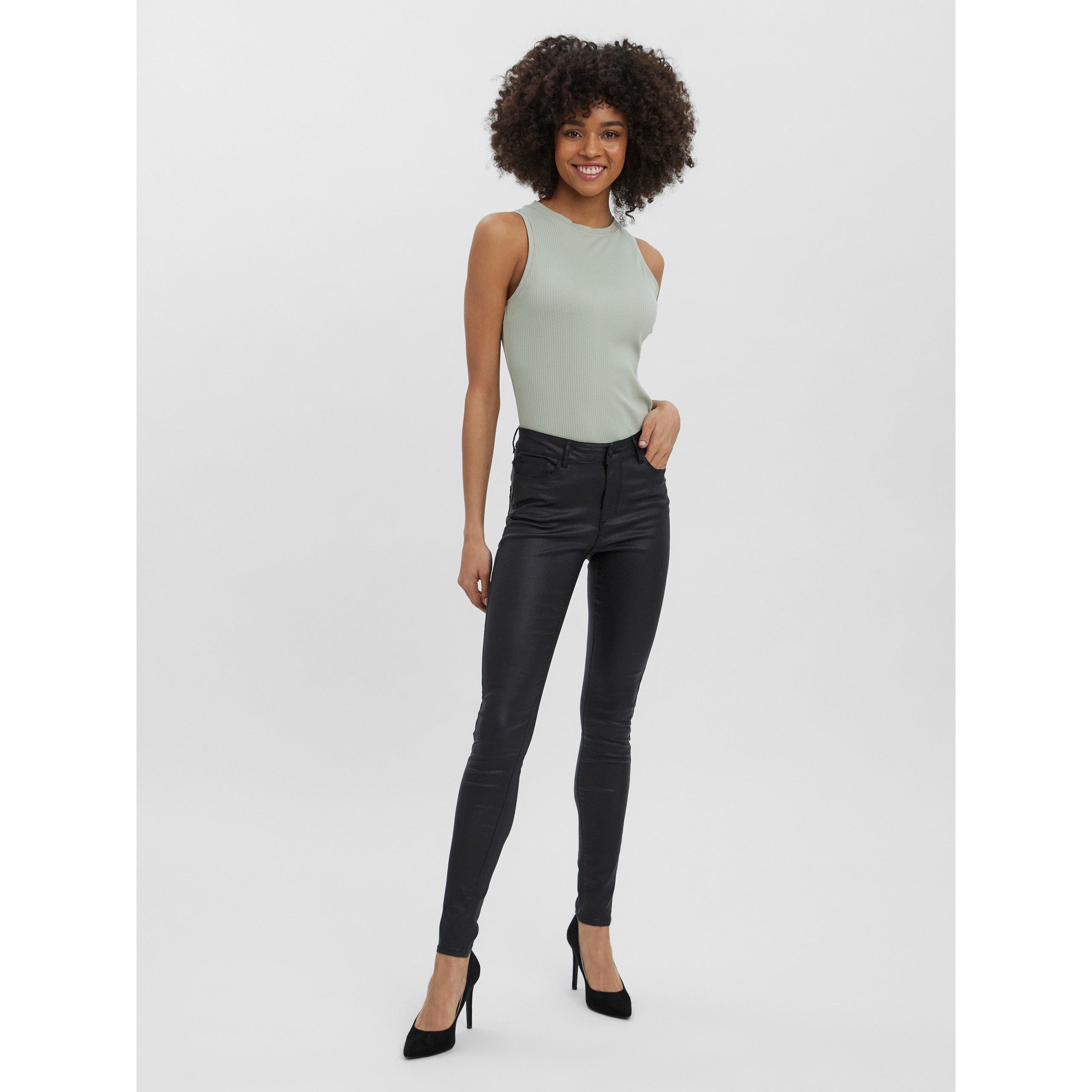 Black - Vero Moda Tall - Women's VMSeven Coated Skinny Trousers - 1