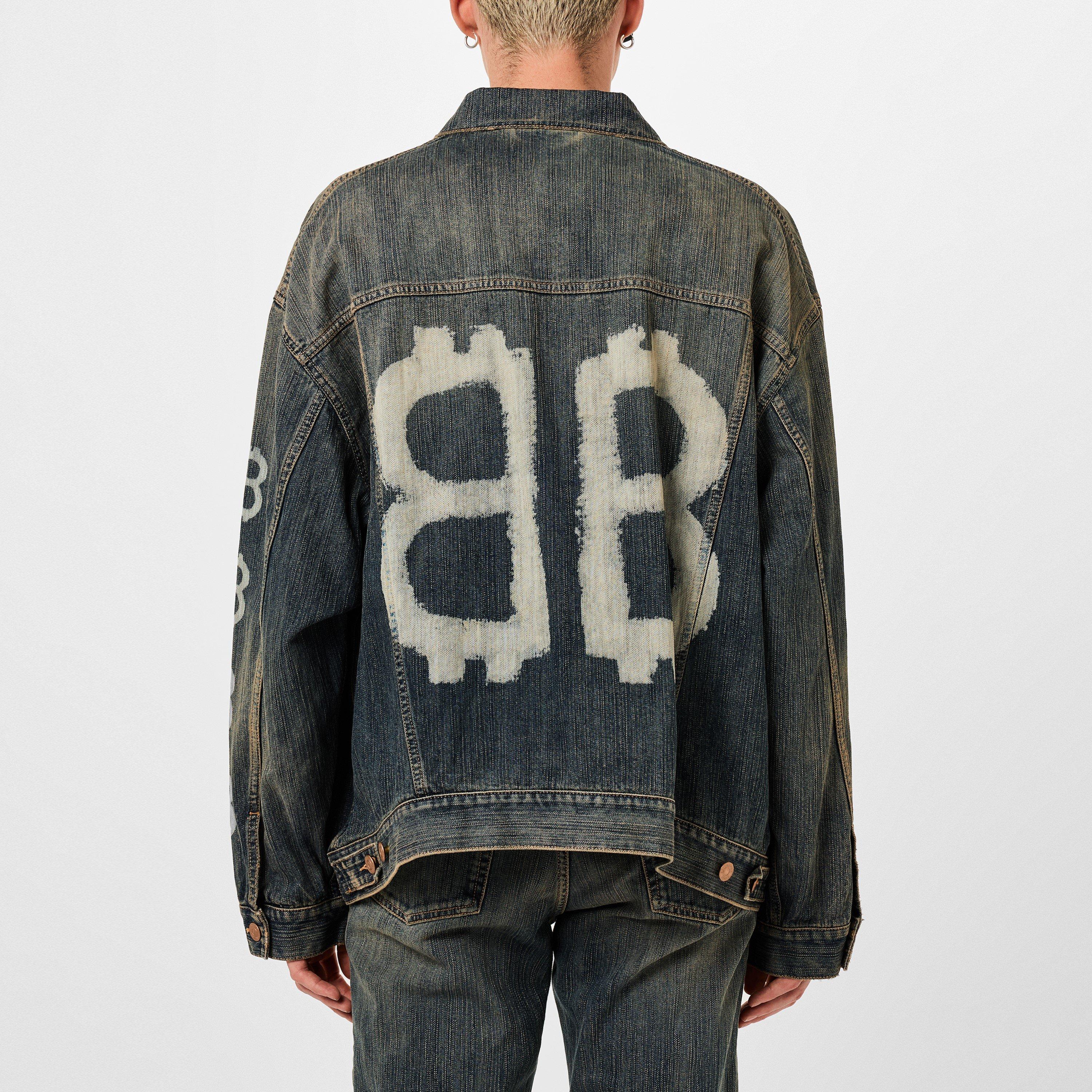 Blue - Balenciaga - Men's Crypto Cotton Long Sleeve Oversized Fit Denim Jacket - 4