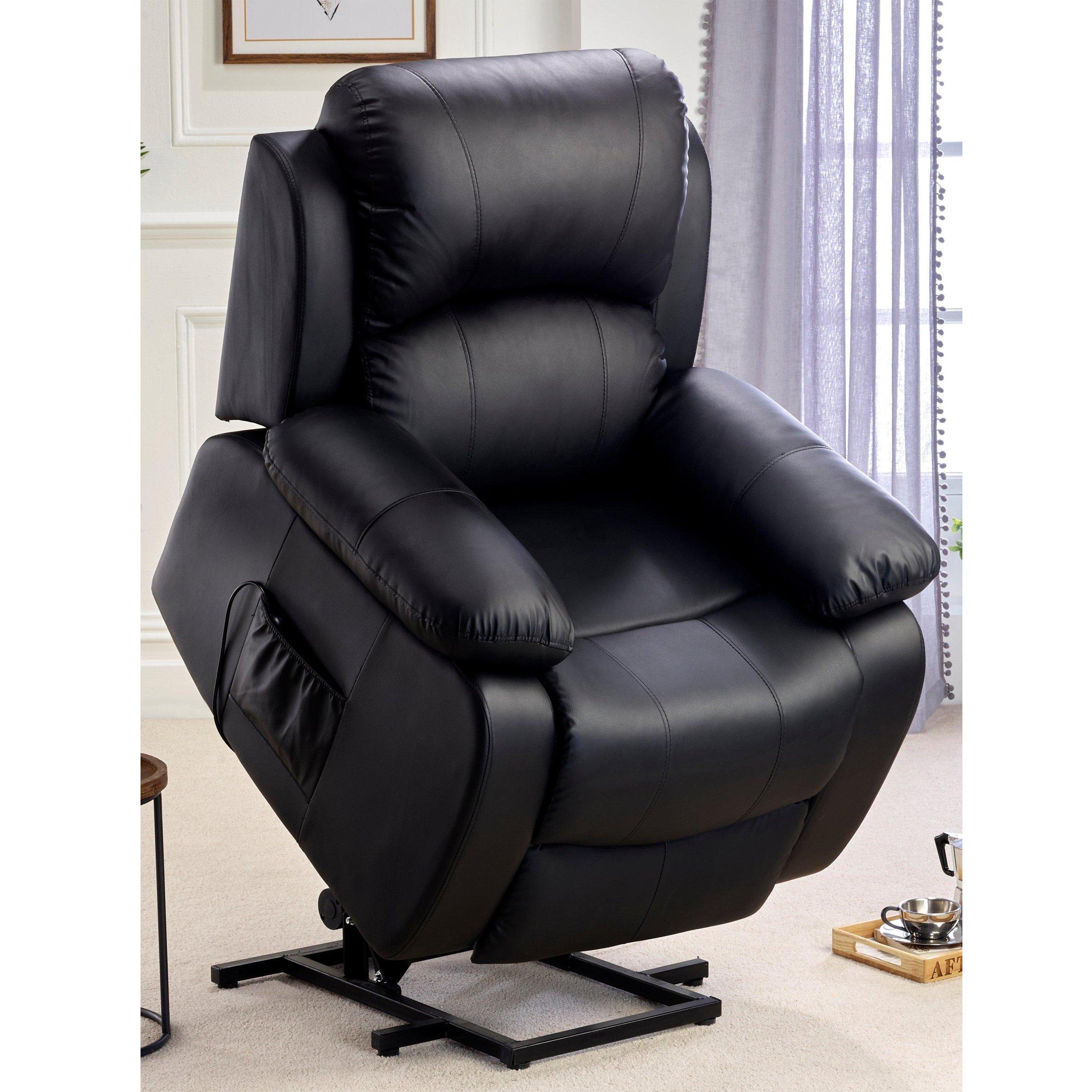 Black - Homelife - Grey Faux Leather Electric Rise Recliner - 3