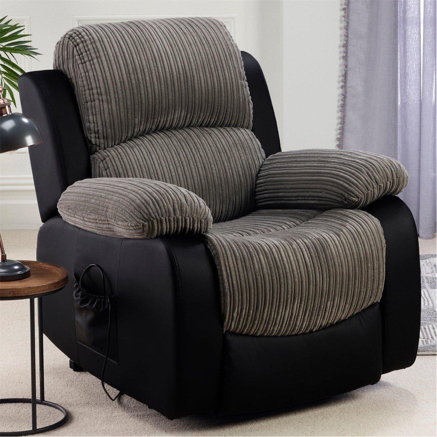 Homelife Canterbury Cord/Faux Leather Electric Rise Recliner