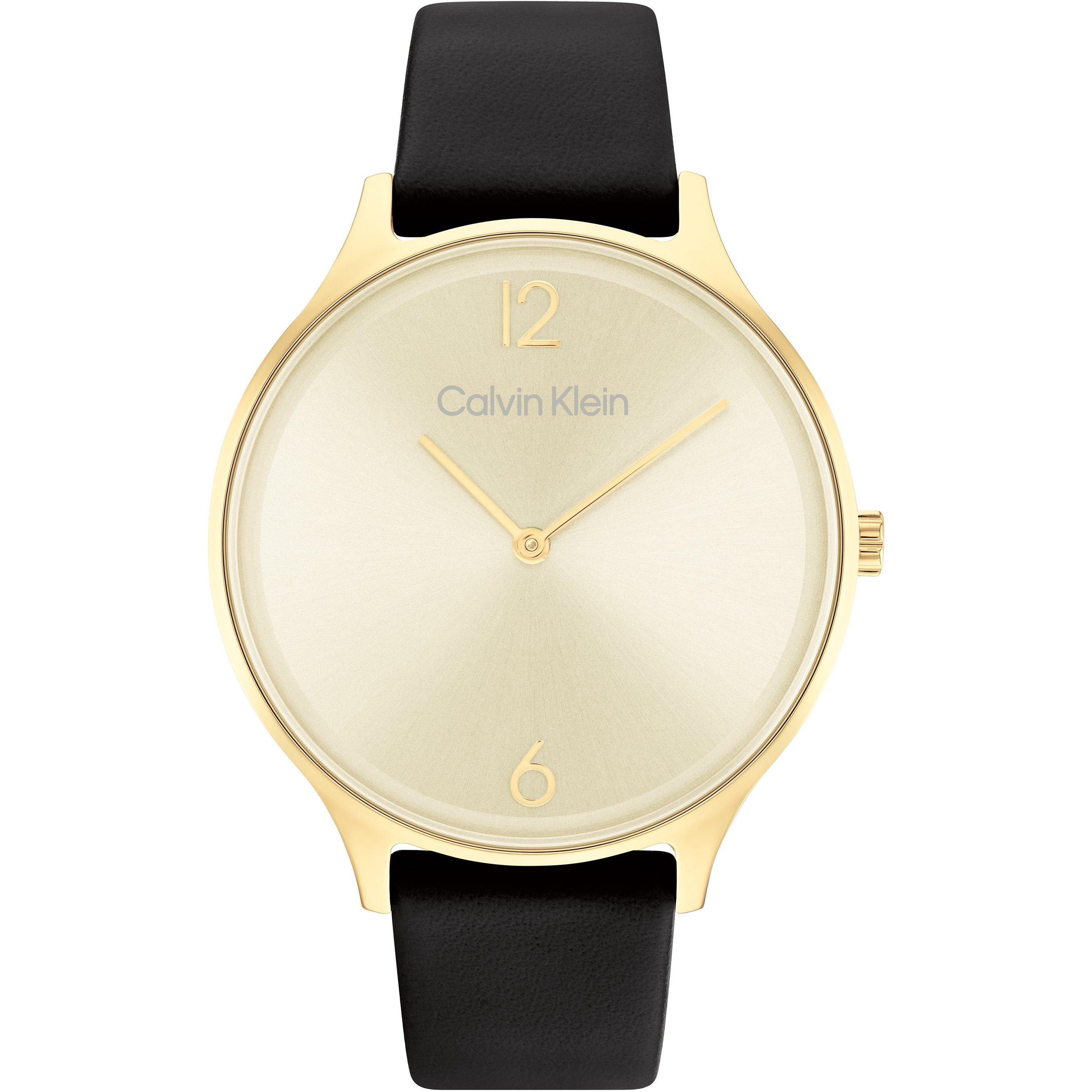 Black/Gold - Calvin Klein - Ladies Calvin Klein Leather Strap Watch - 1