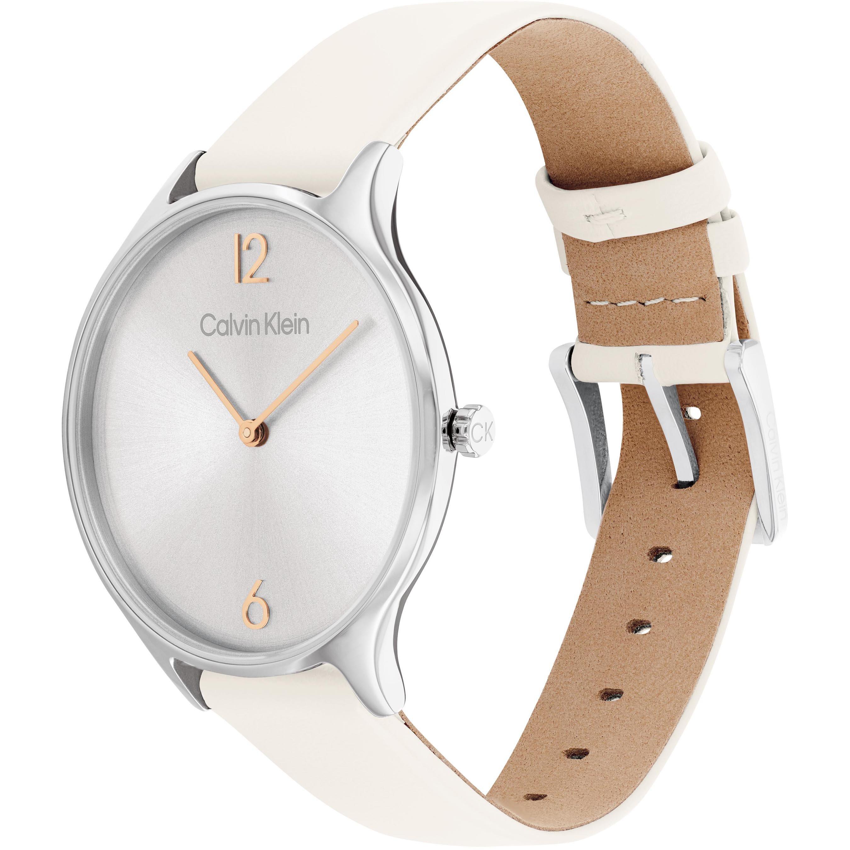 Silver - Calvin Klein - Ladies Calvin Klein Leather Strap Watch - 2