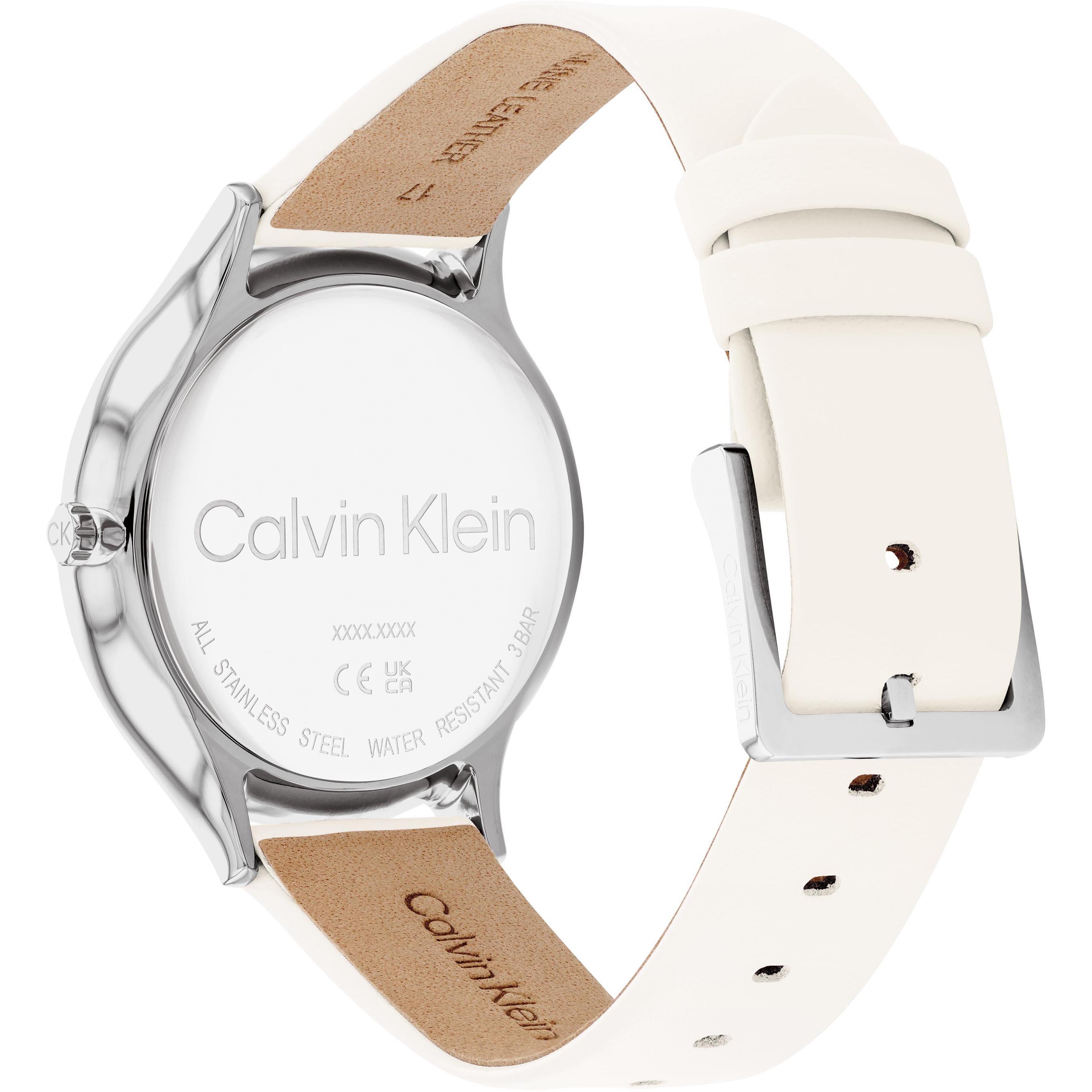 Silver - Calvin Klein - Ladies Calvin Klein Leather Strap Watch - 3