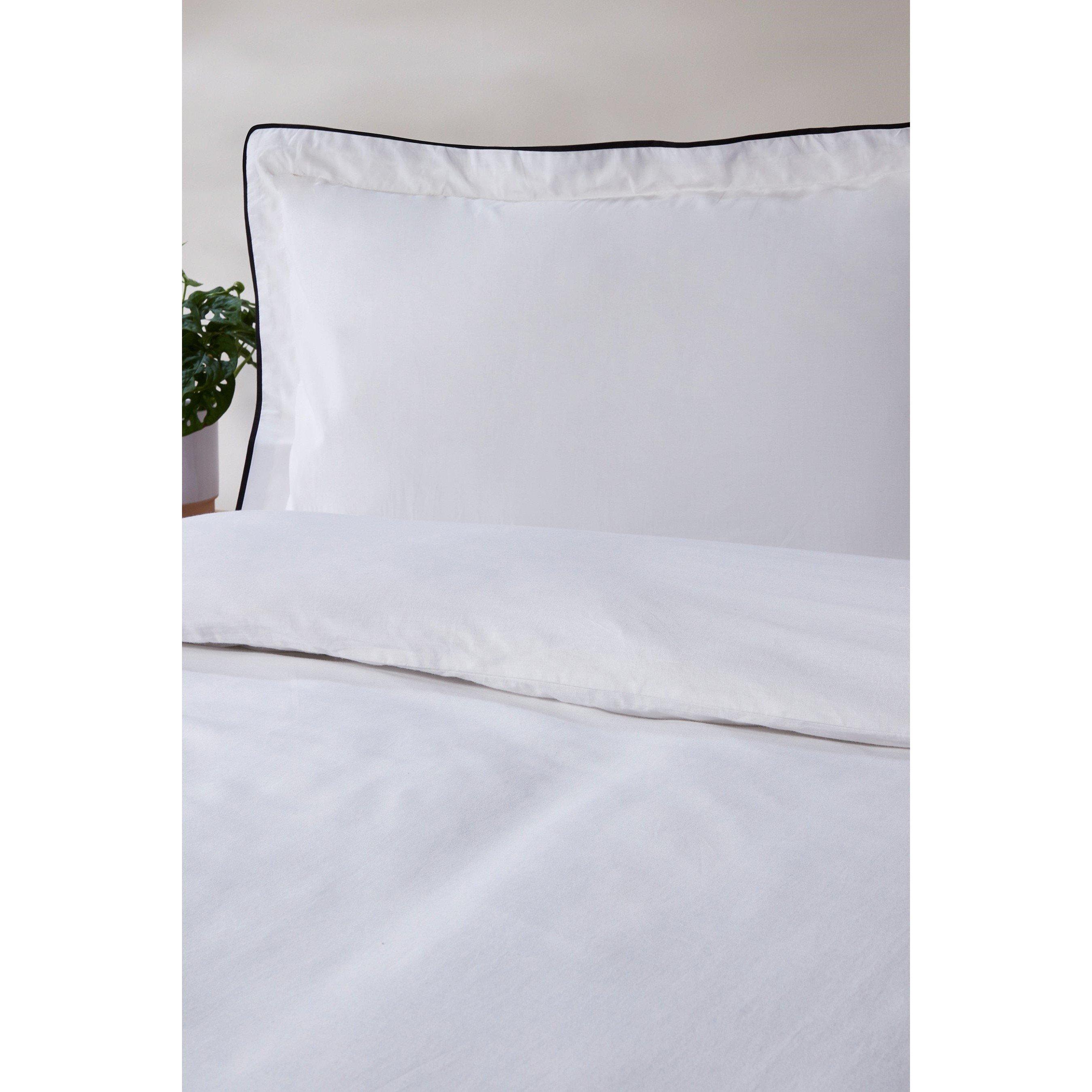 White - Homelife - Studio Cotton Piped Edge Duvet Set - 2