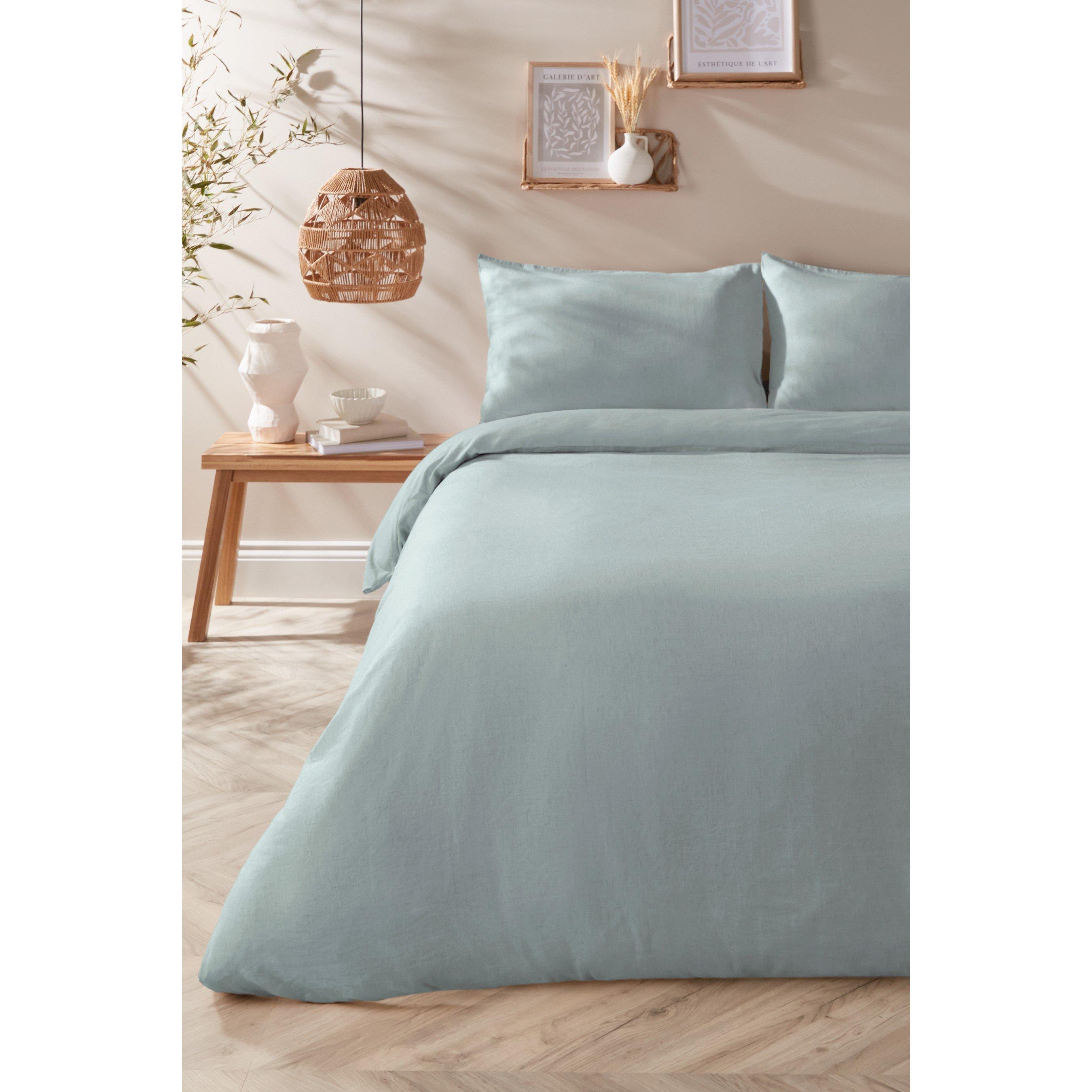 Denim Blue - Homelife - Washed Linen Blend Duvet Set - 1
