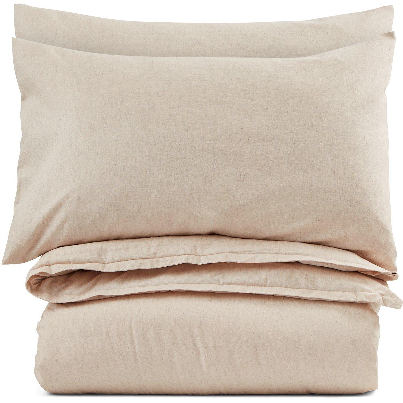 Natural - Homelife - Washed Linen Blend Duvet Set - 3
