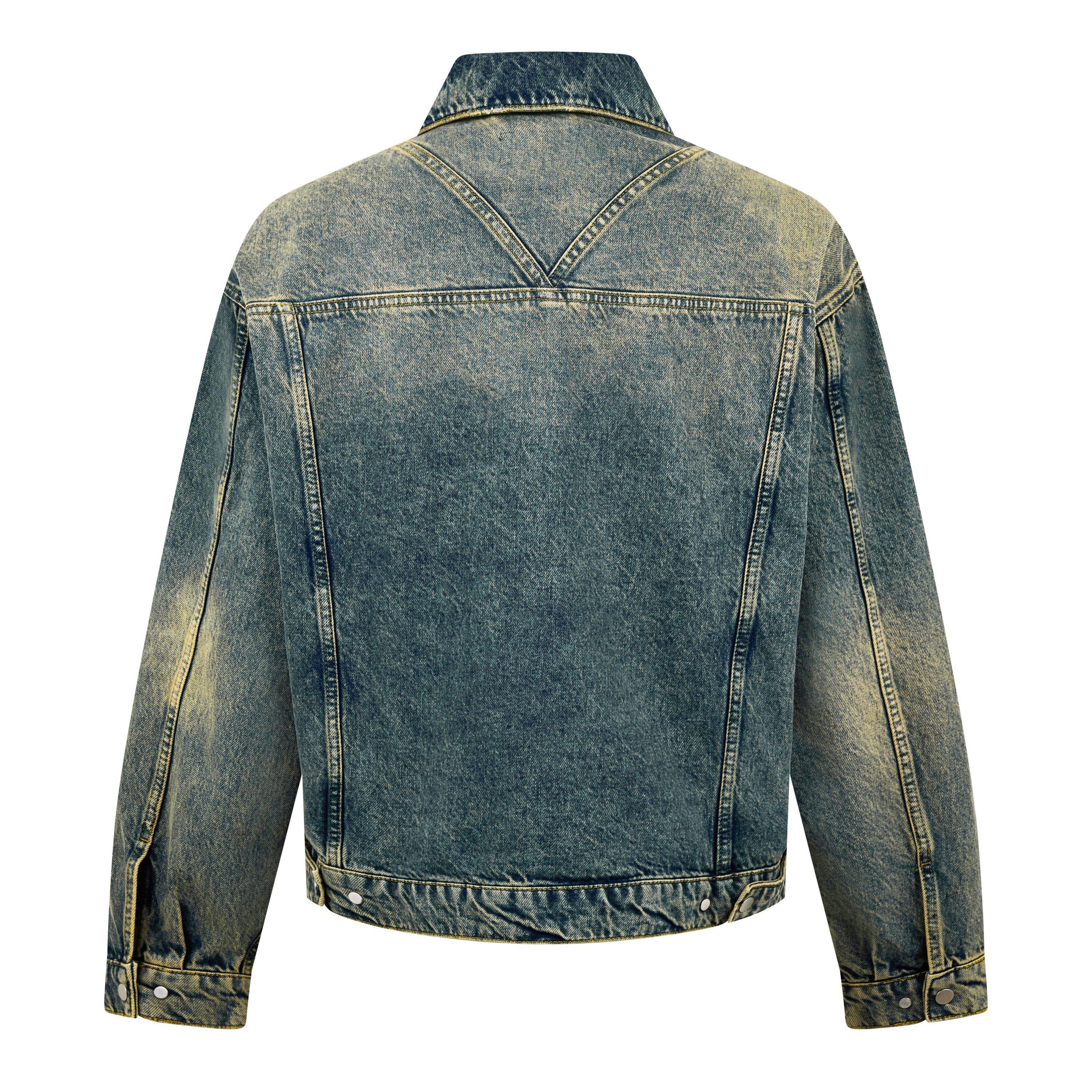Blue Cream - Represent - Men's R4 Distressed Heavy Wash Cotton Long Sleeve Oversized Fit Denim Jacket - 6