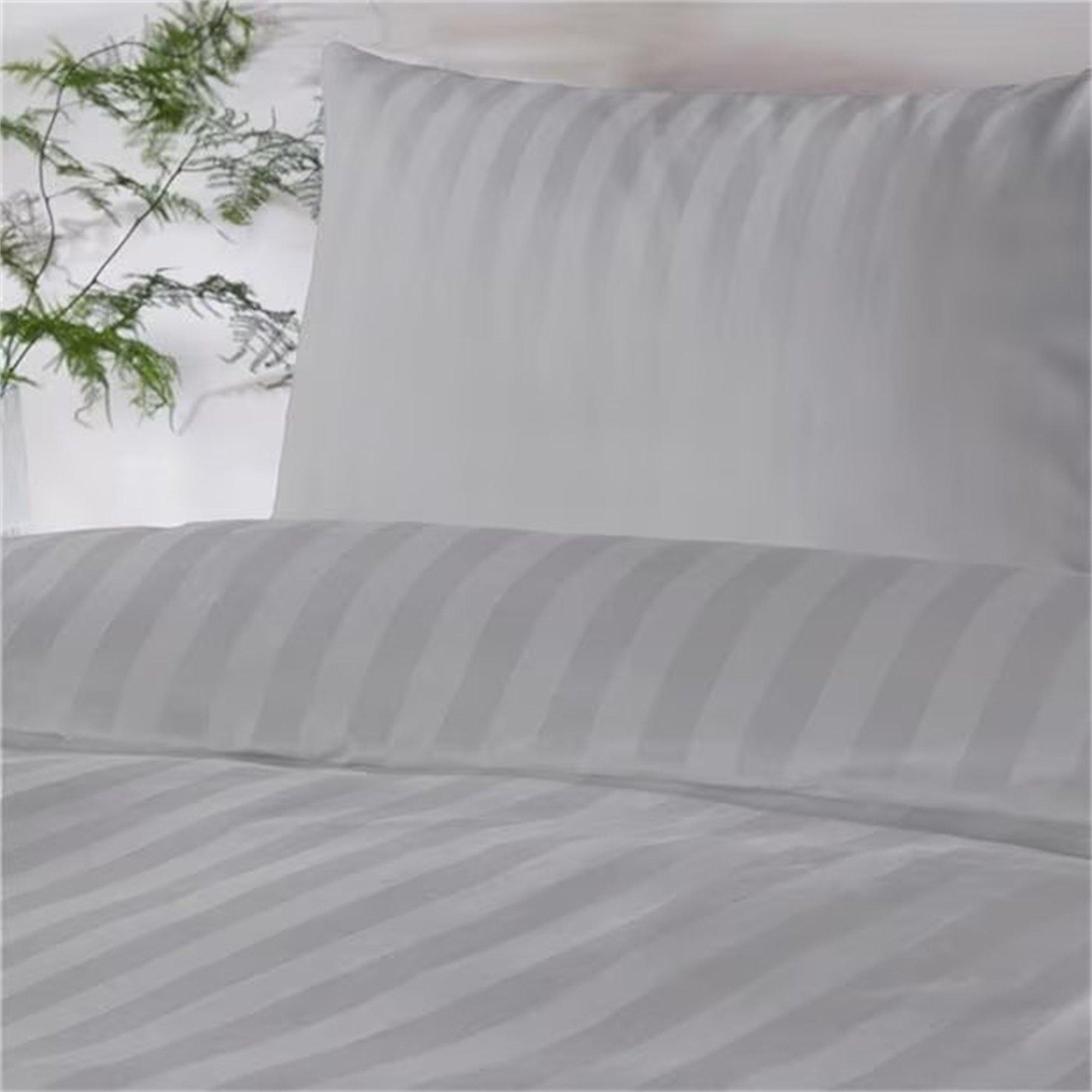 Silver - Homelife - Cotton Stripe Sateen Duvet Set - 2