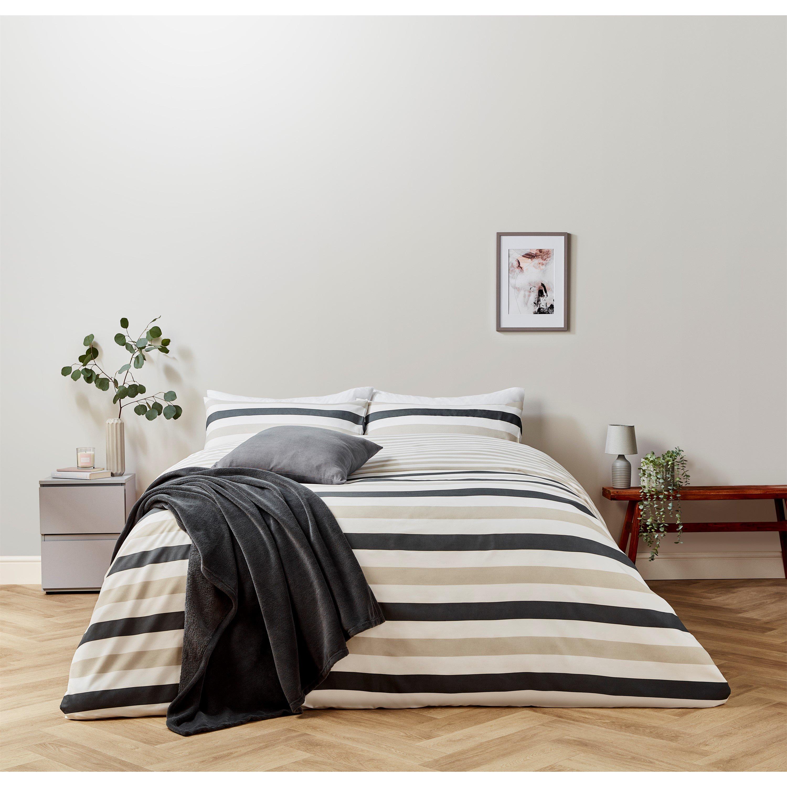 Grey - Homelife - Dekota Stripe Duvet Set - 1