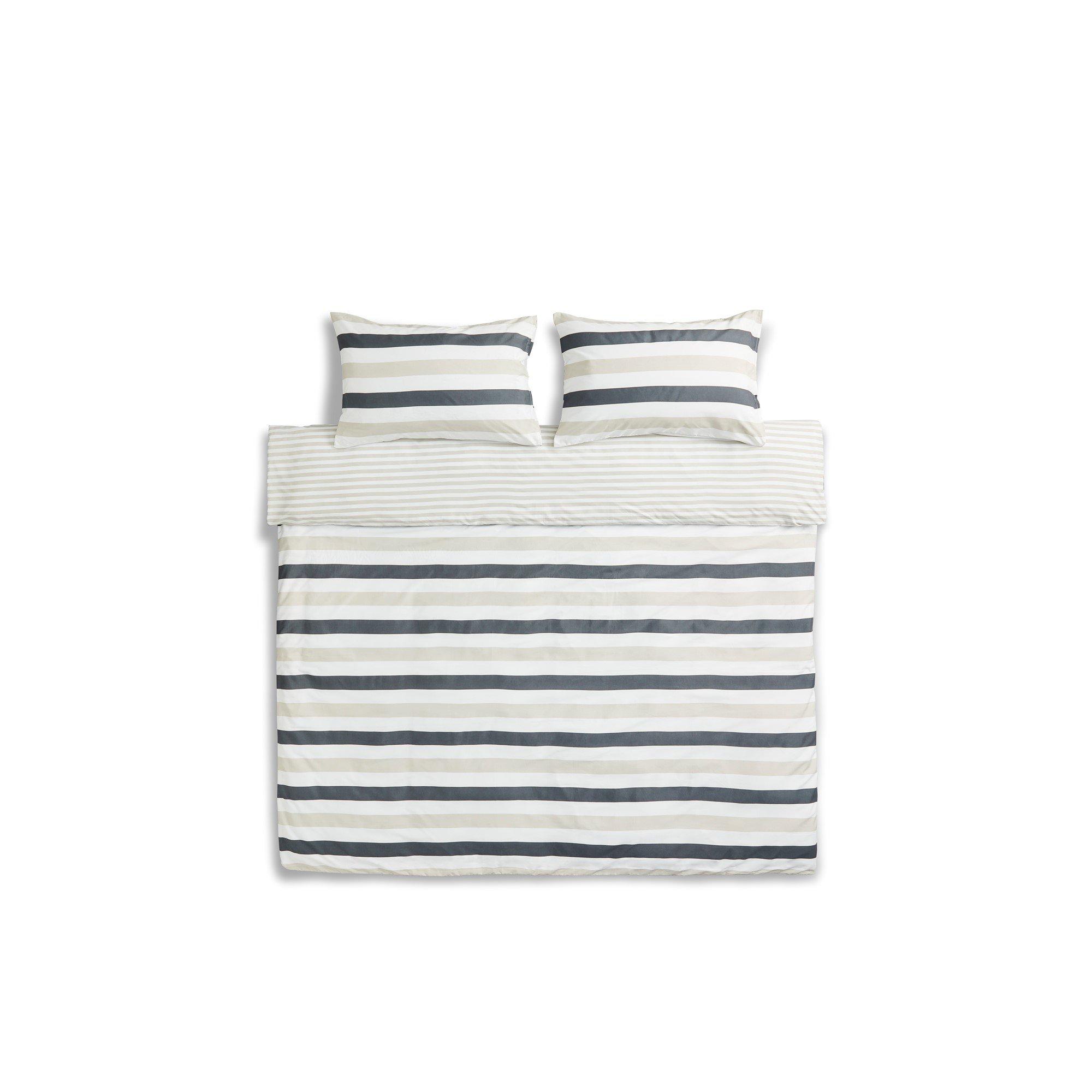 Grey - Homelife - Dekota Stripe Duvet Set - 2