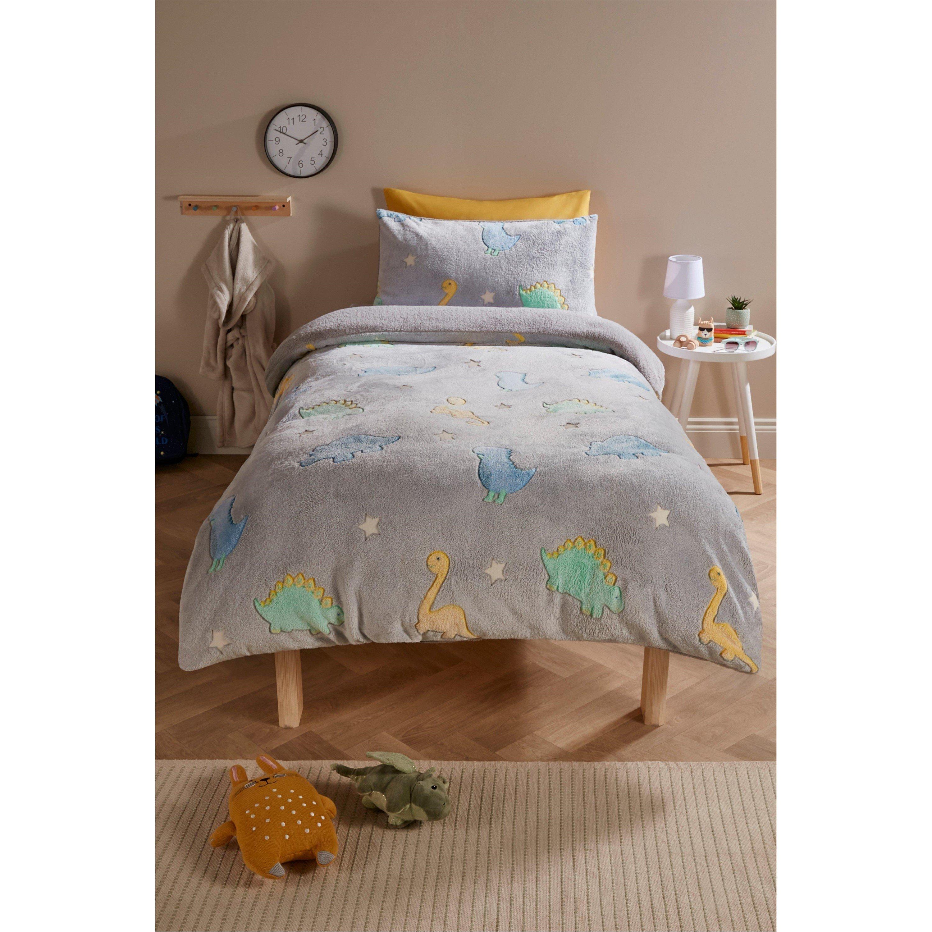 Homelife  Glow In The Dark Dino Teddy Fleece Duvet Cover Sets - Dinosaur - Single