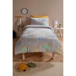 Homelife Glow In The Dark Dino Teddy Fleece Duvet Set