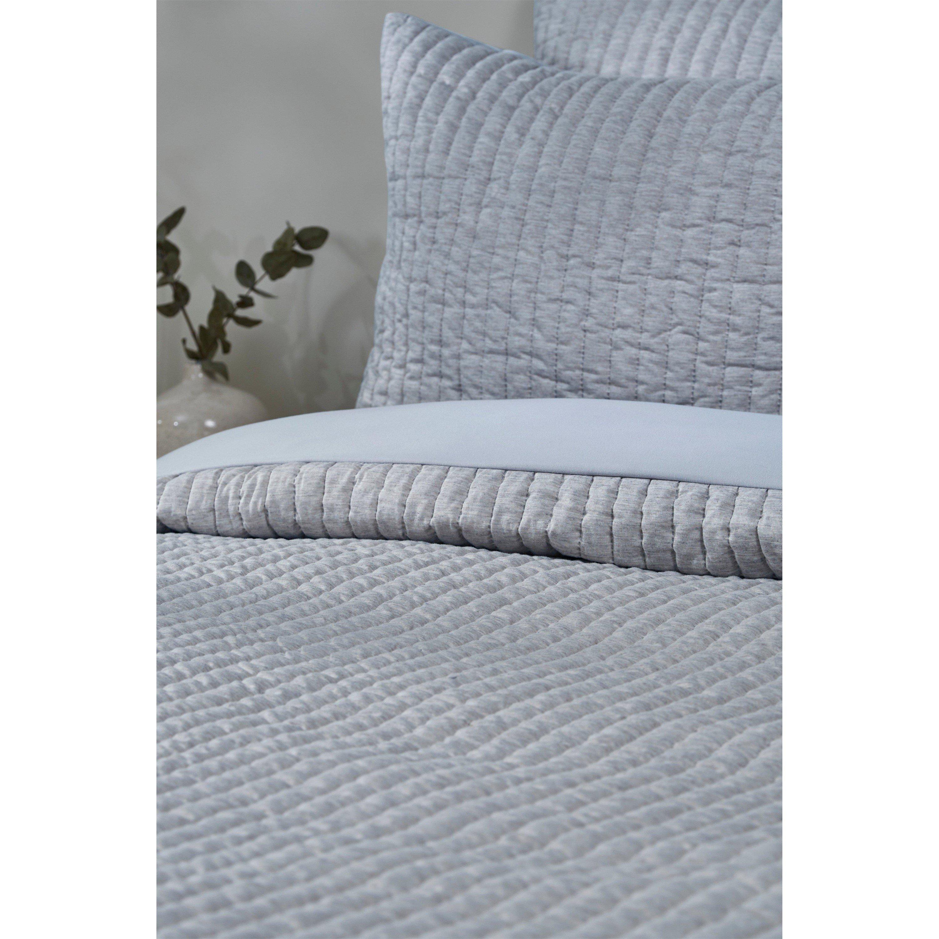 Grey - Homelife - Jersey Pinsonic Panel Duvet Set - 2