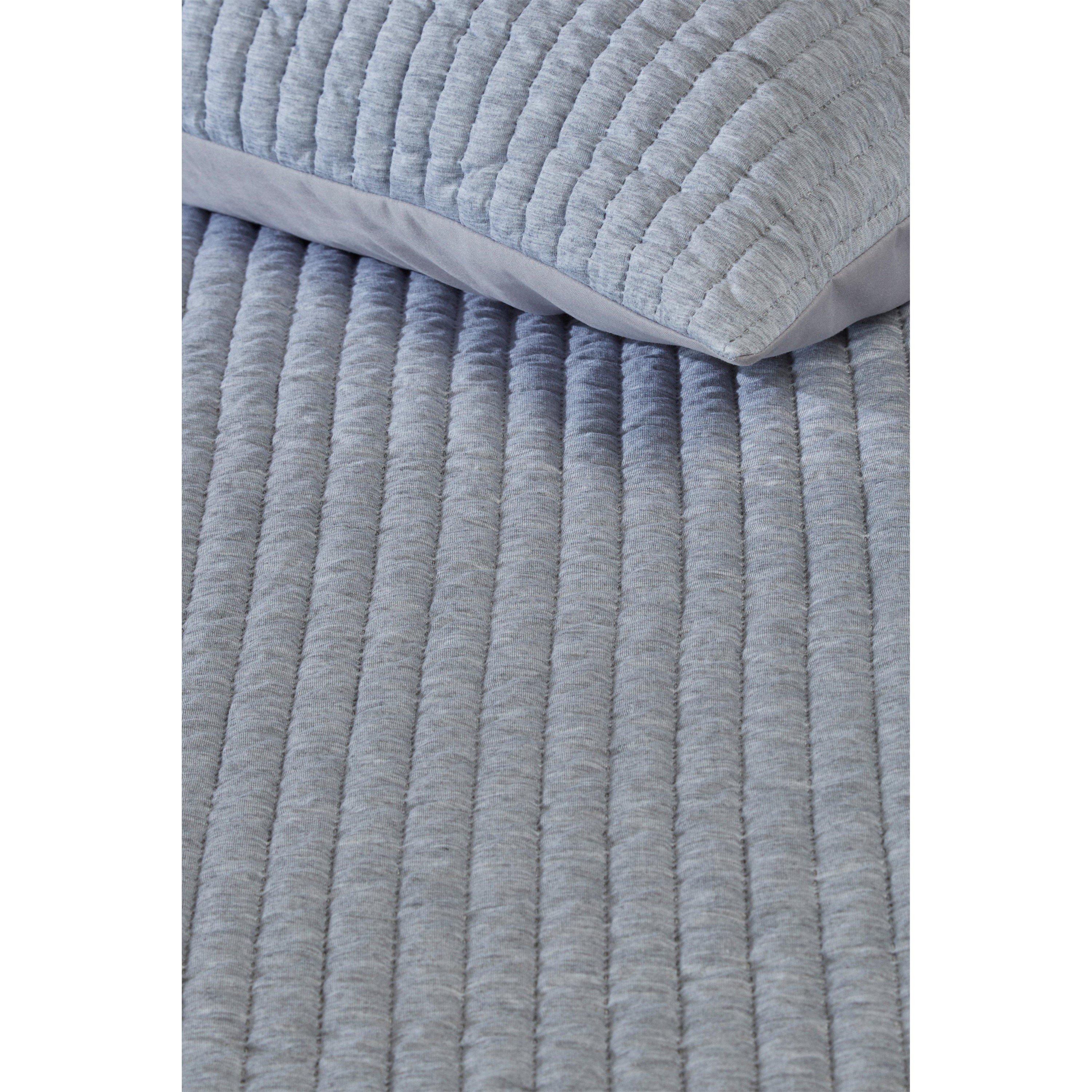Grey - Homelife - Jersey Pinsonic Panel Duvet Set - 3