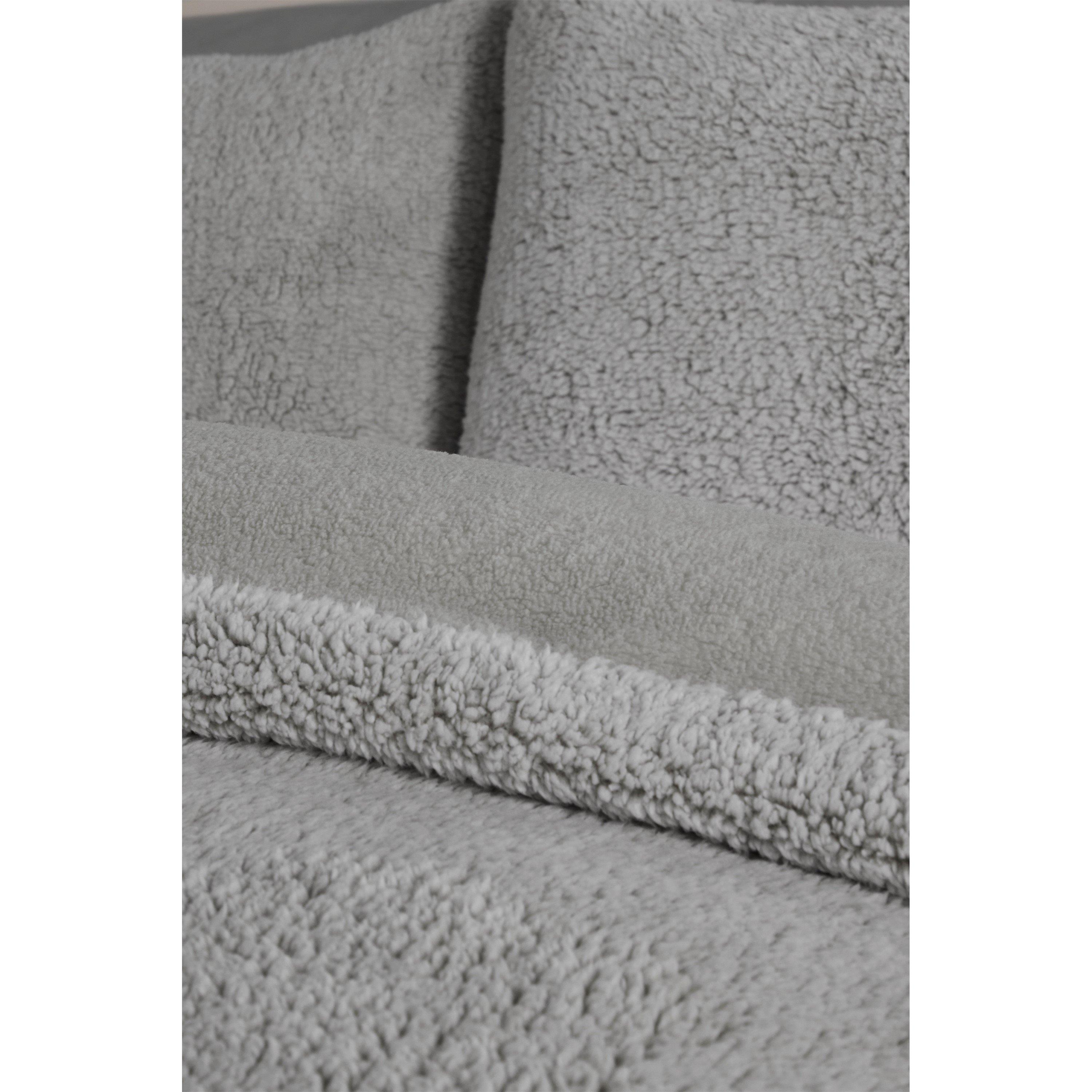 Silver/Charcoal - Homelife - Marl Teddy Fleece Duvet Set - 2