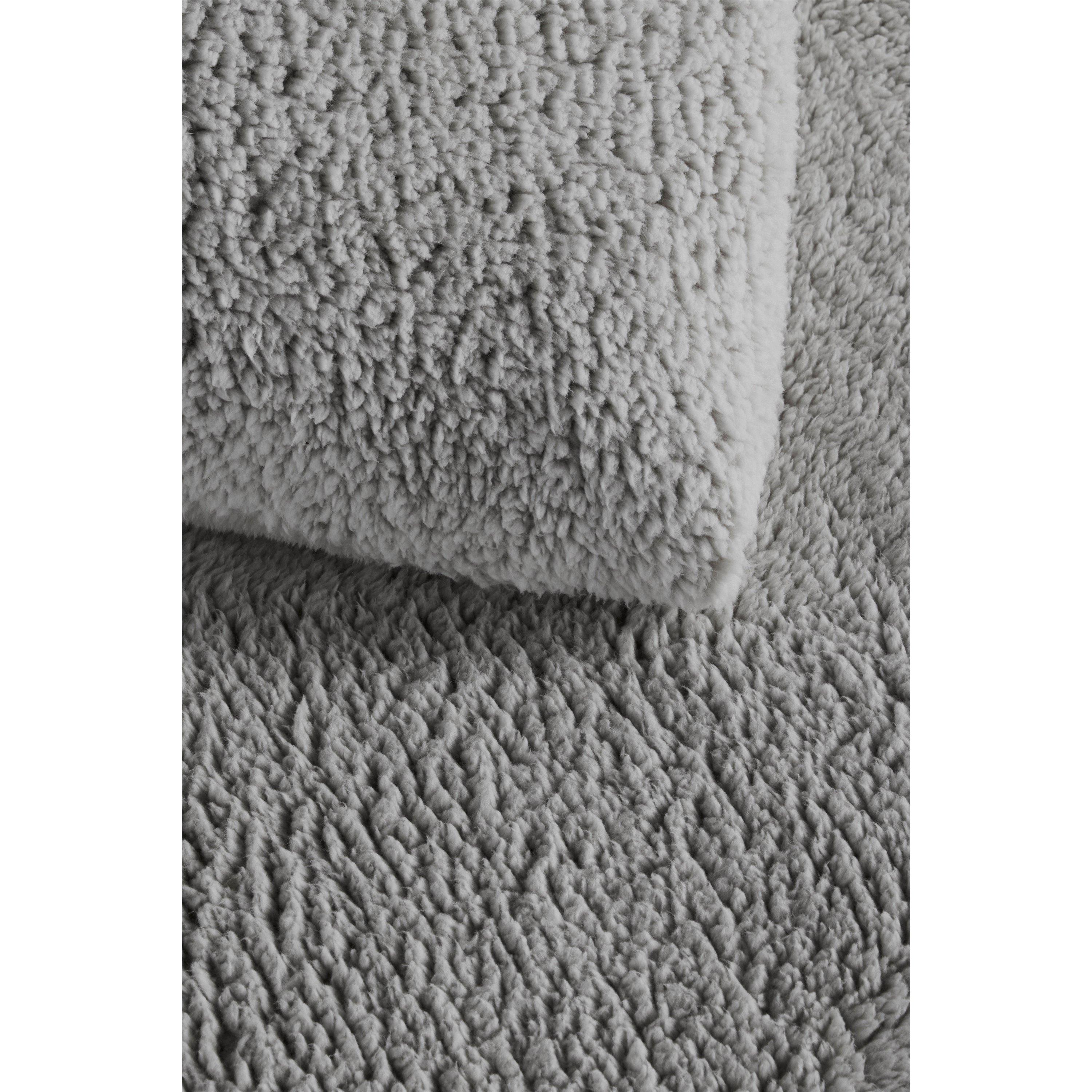 Silver/Charcoal - Homelife - Marl Teddy Fleece Duvet Set - 3
