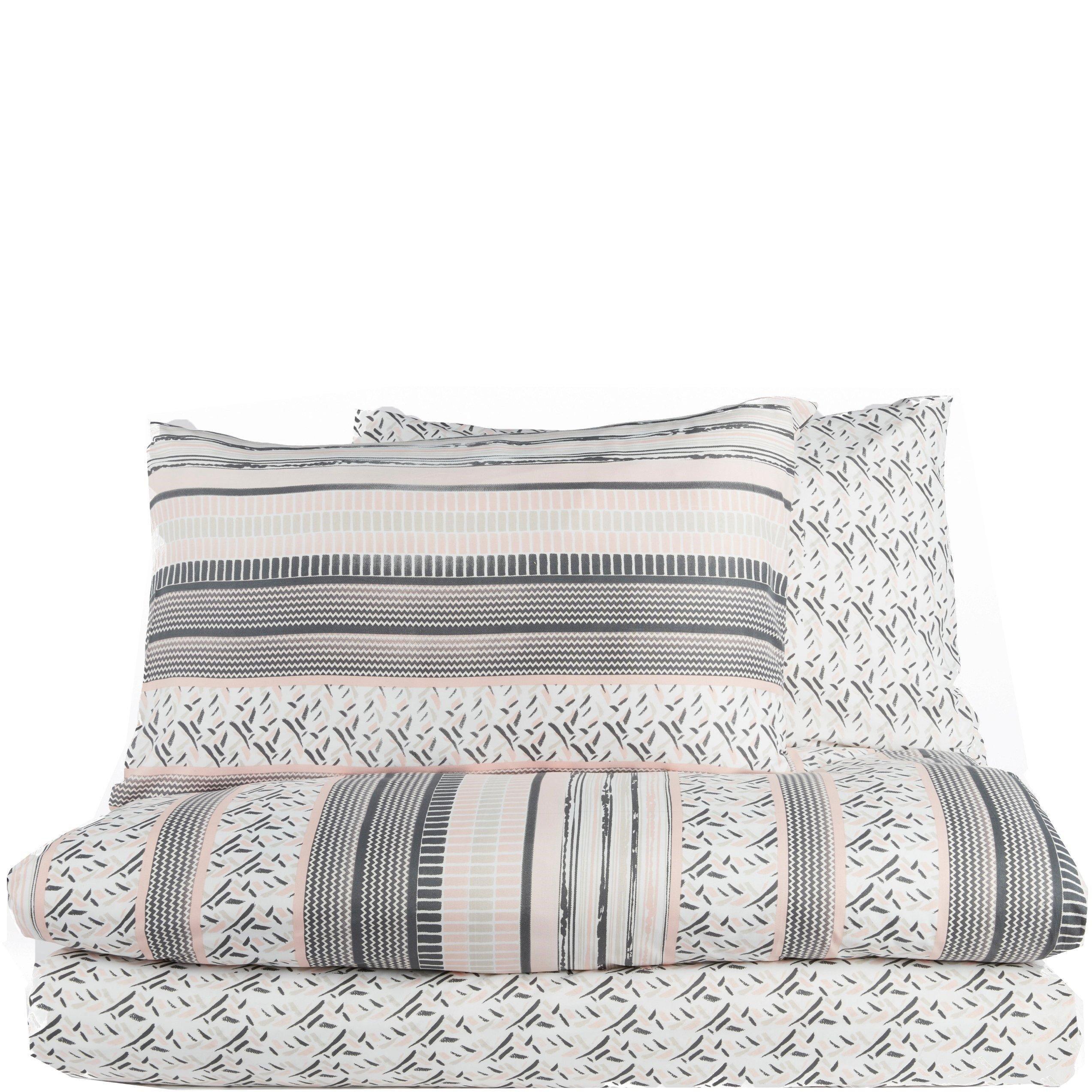 Blush - Homelife - Twin Pack Hayden Banded Duvet Set - 3