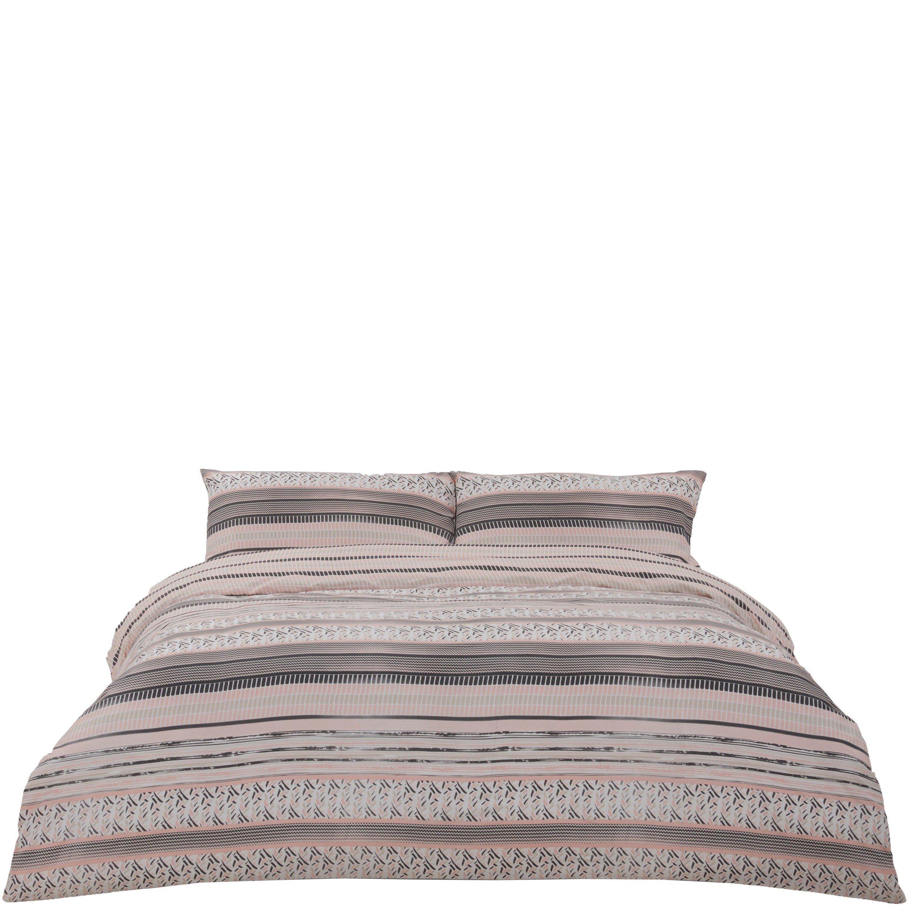 Blush - Homelife - Twin Pack Hayden Banded Duvet Set - 4