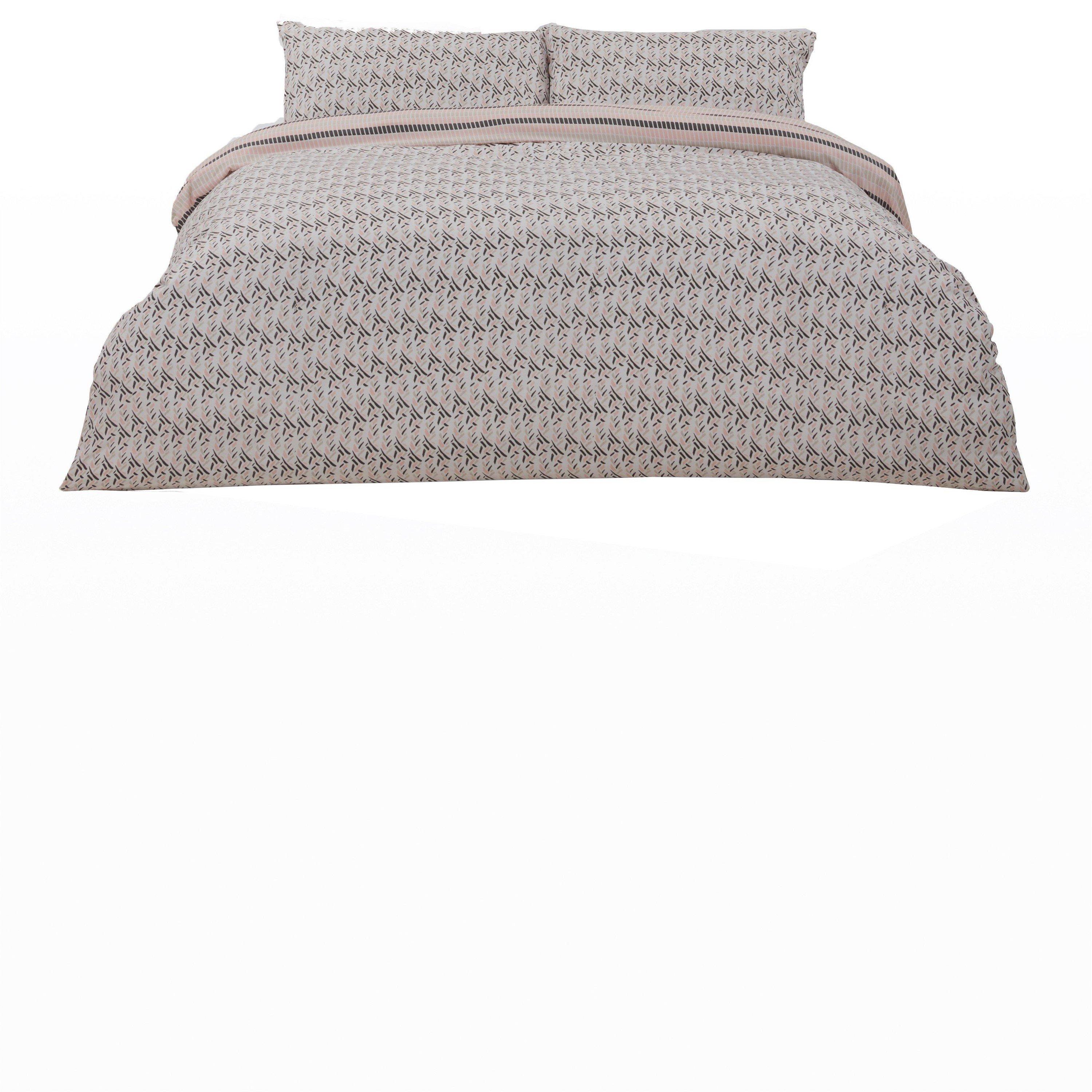 Blush - Homelife - Twin Pack Hayden Banded Duvet Set - 5