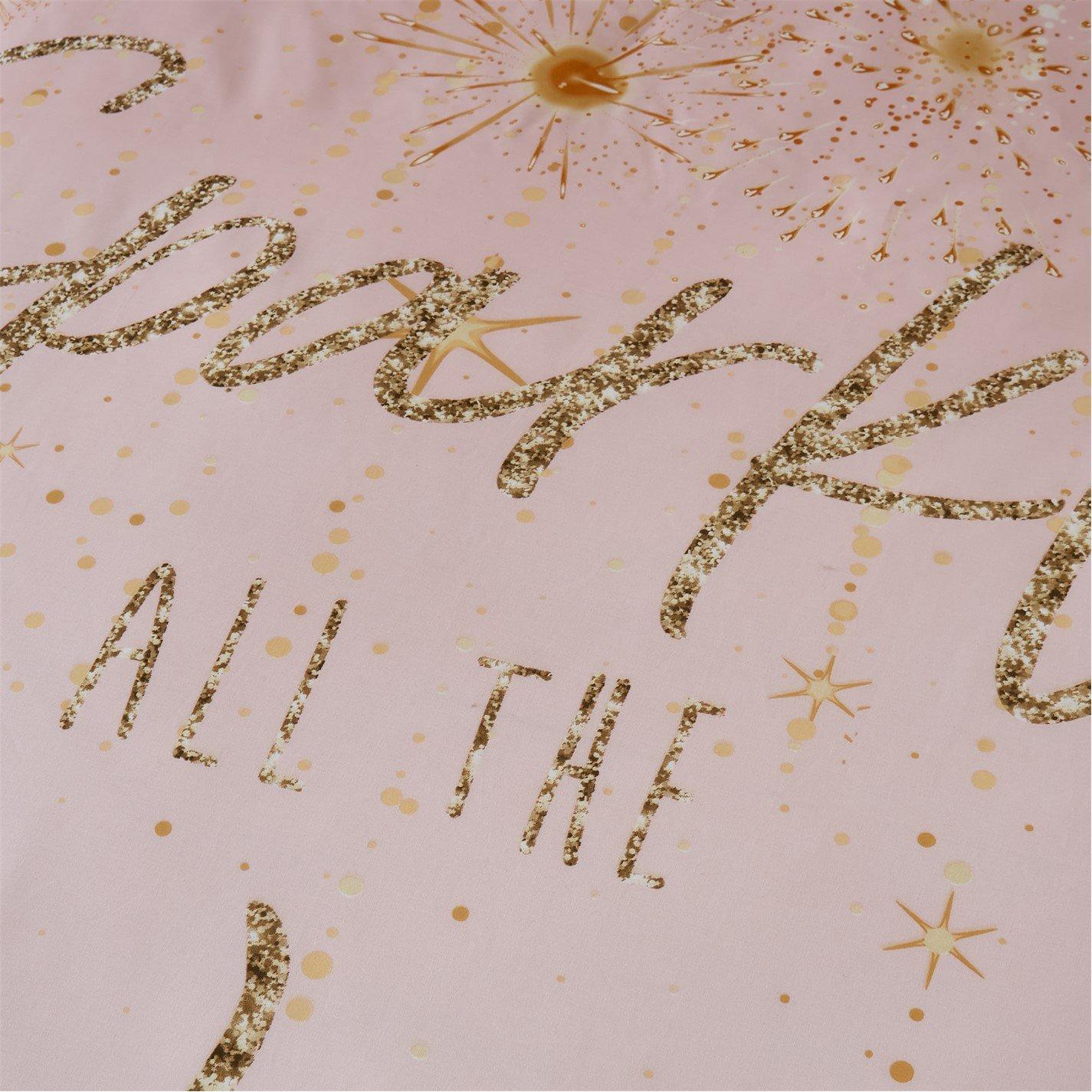 Pink - Catherine Lansfield - Sparkle Reversible Duvet Cover Set - 3