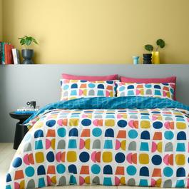 Catherine Lansfield Geo Reversible Duvet Cover Set Teal