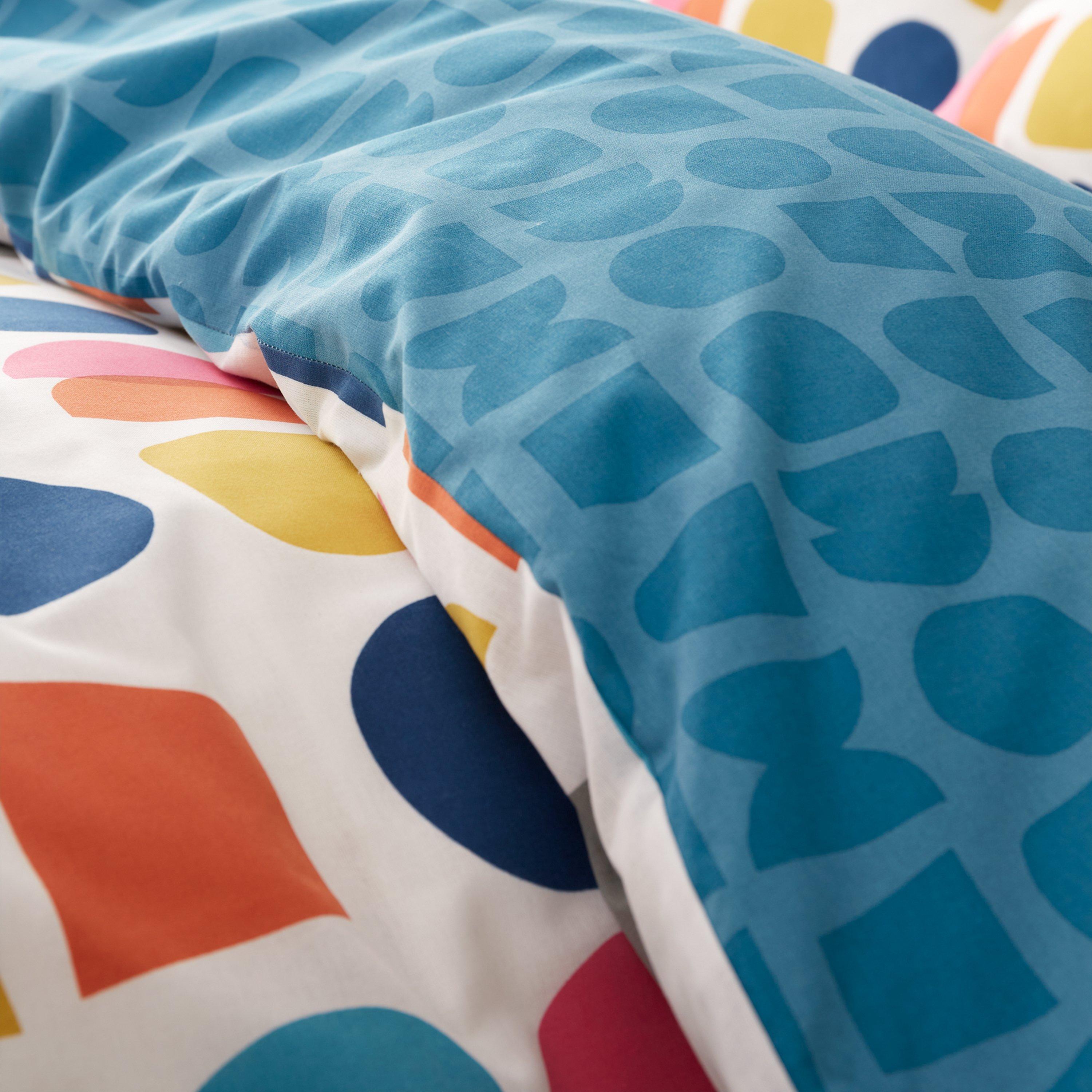 Teal - Catherine Lansfield - Geo Reversible Duvet Cover Set Teal - 4