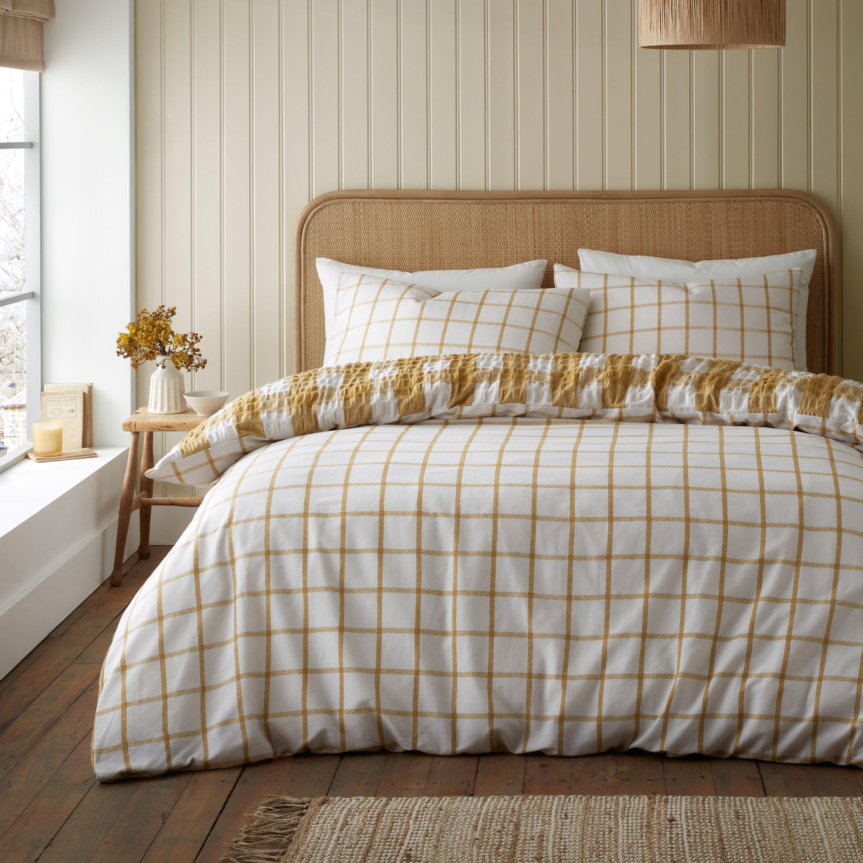 Caramello - Catherine Lansfield - Seersucker Gingham Duvet Cover Set - 2