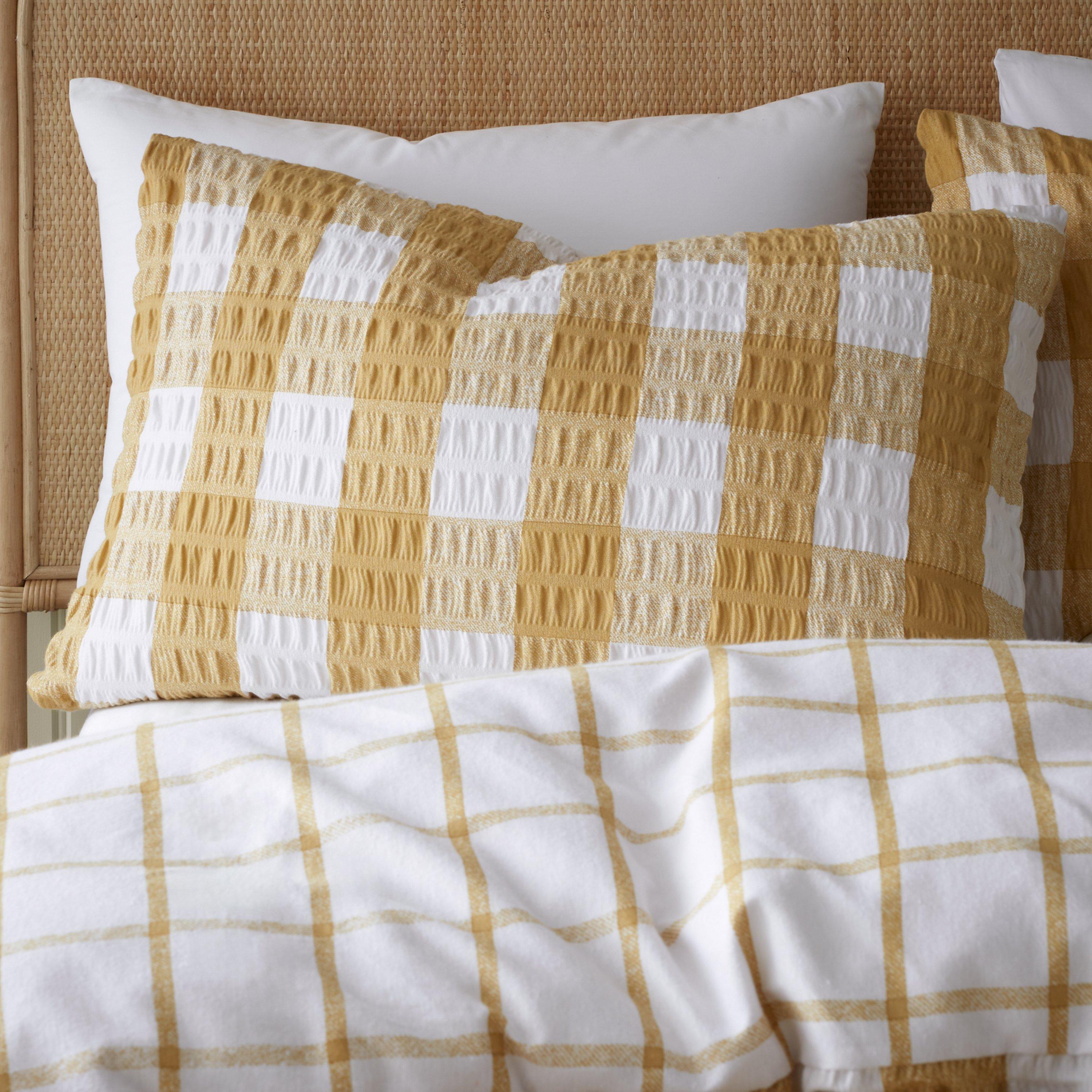 Caramello - Catherine Lansfield - Seersucker Gingham Duvet Cover Set - 3