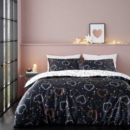 Catherine Lansfield Hearts and Stars Reversible Duvet Cover Set