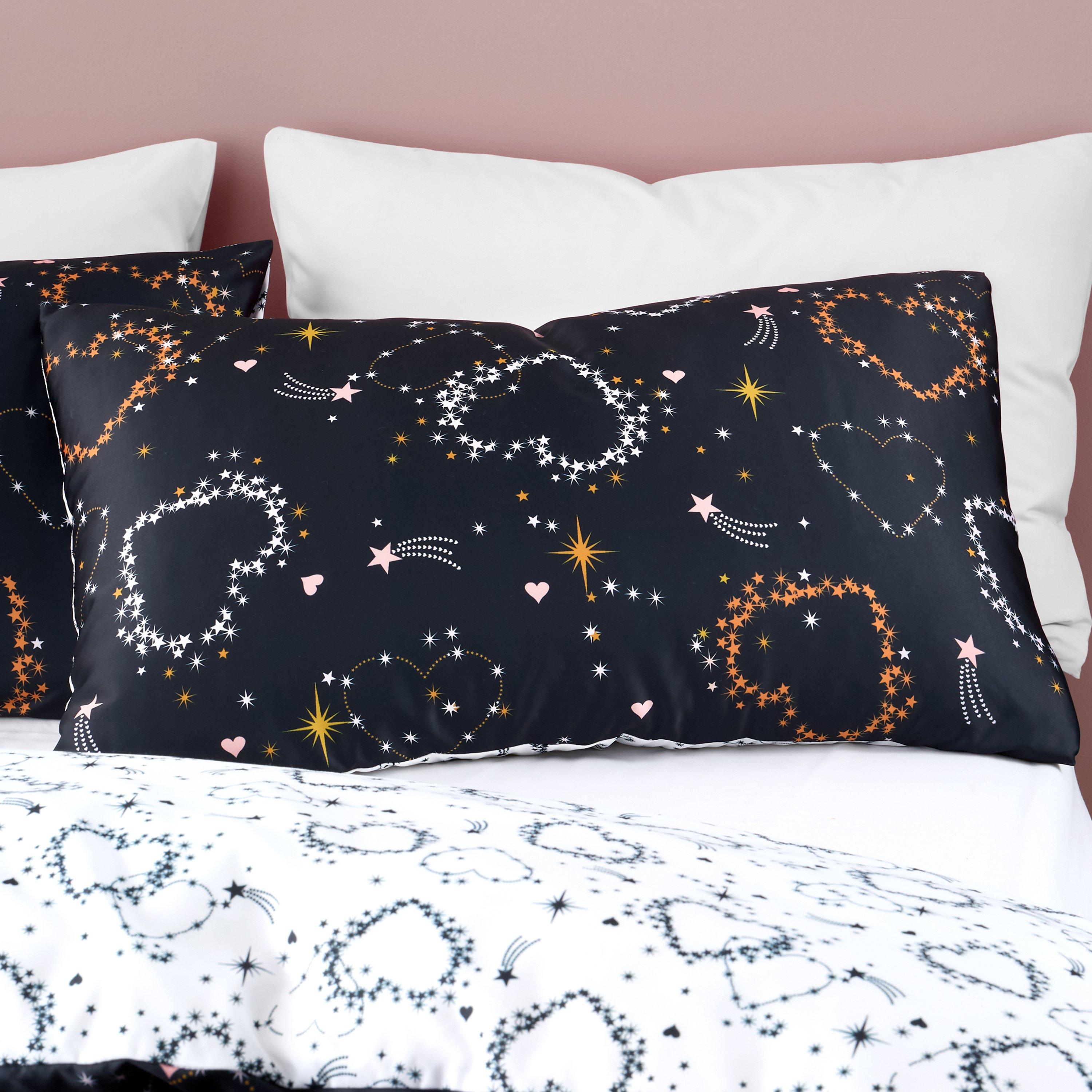 Black - Catherine Lansfield - Hearts and Stars Reversible Duvet Cover Set - 3