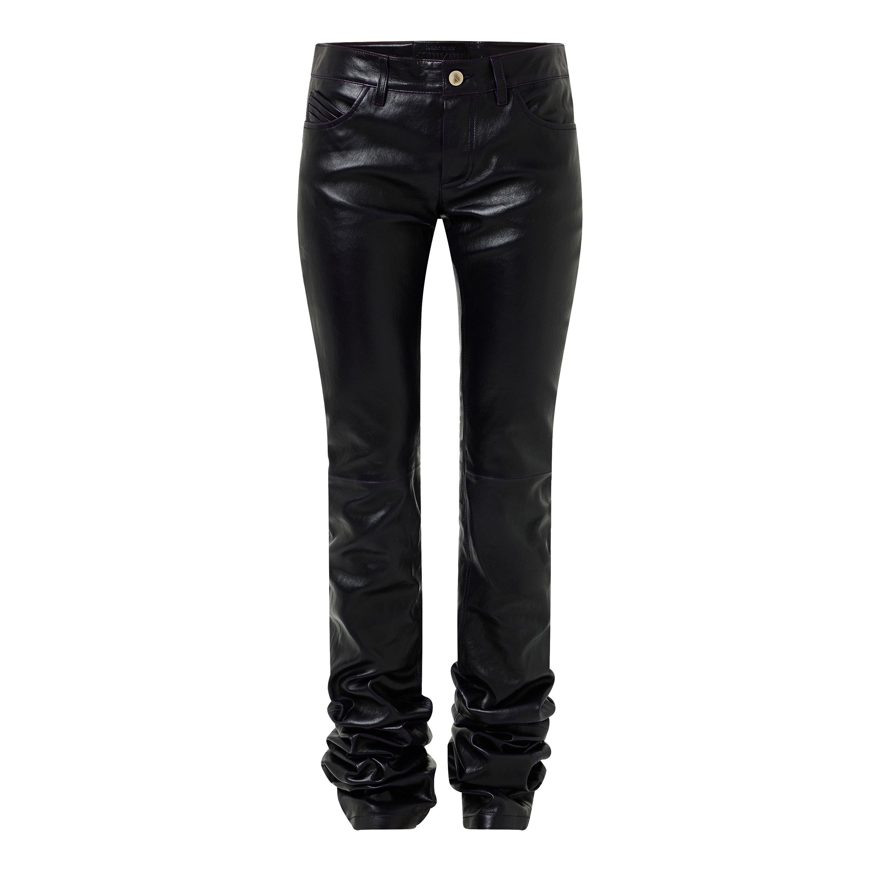 Eggplant/Black - The Attico - Women's Leather Skinny Trouser - 1
