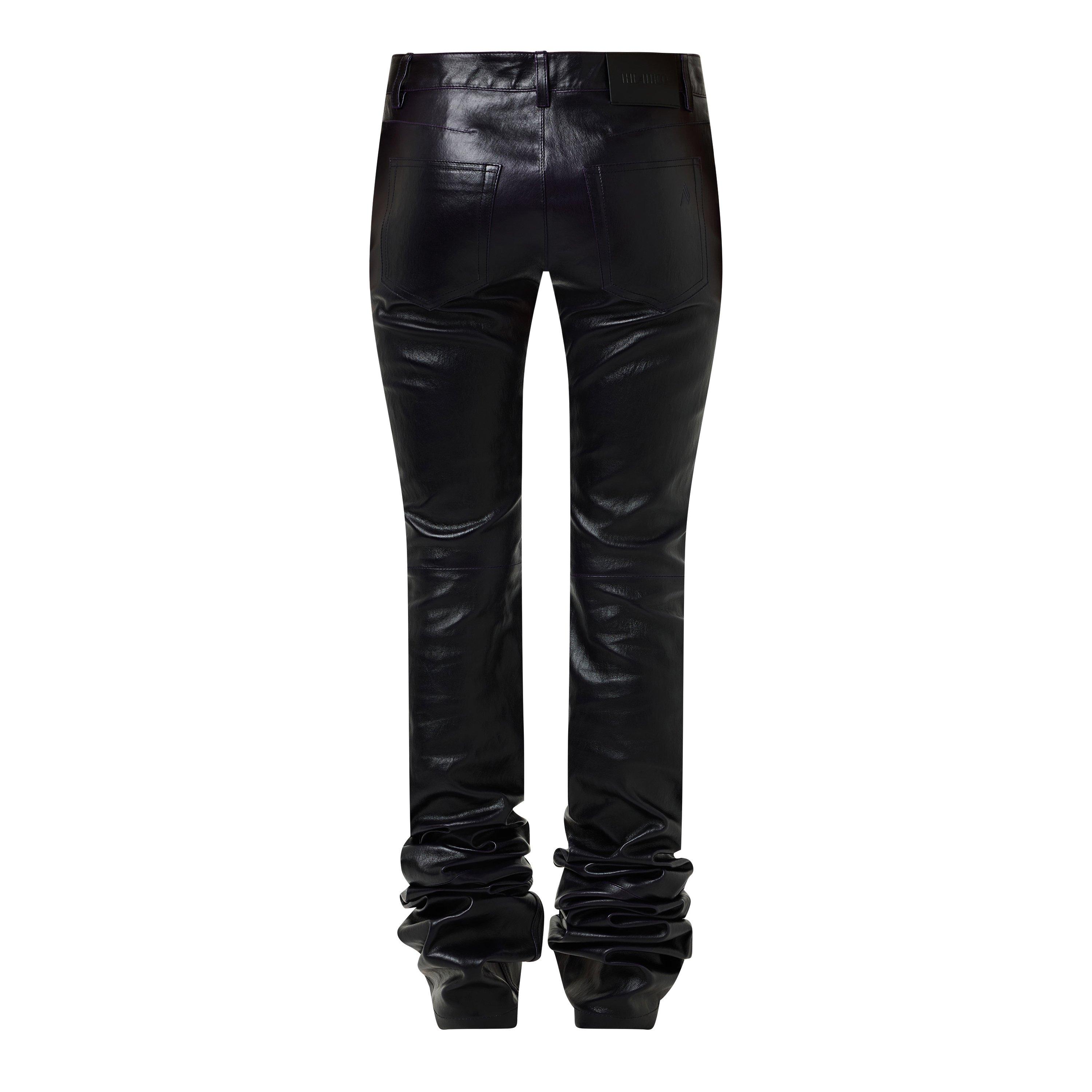 Eggplant/Black - The Attico - Women's Leather Skinny Trouser - 2