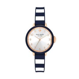 Kate Spade New York Park Row Three Hand Stripe Silicone Watch KSW1744