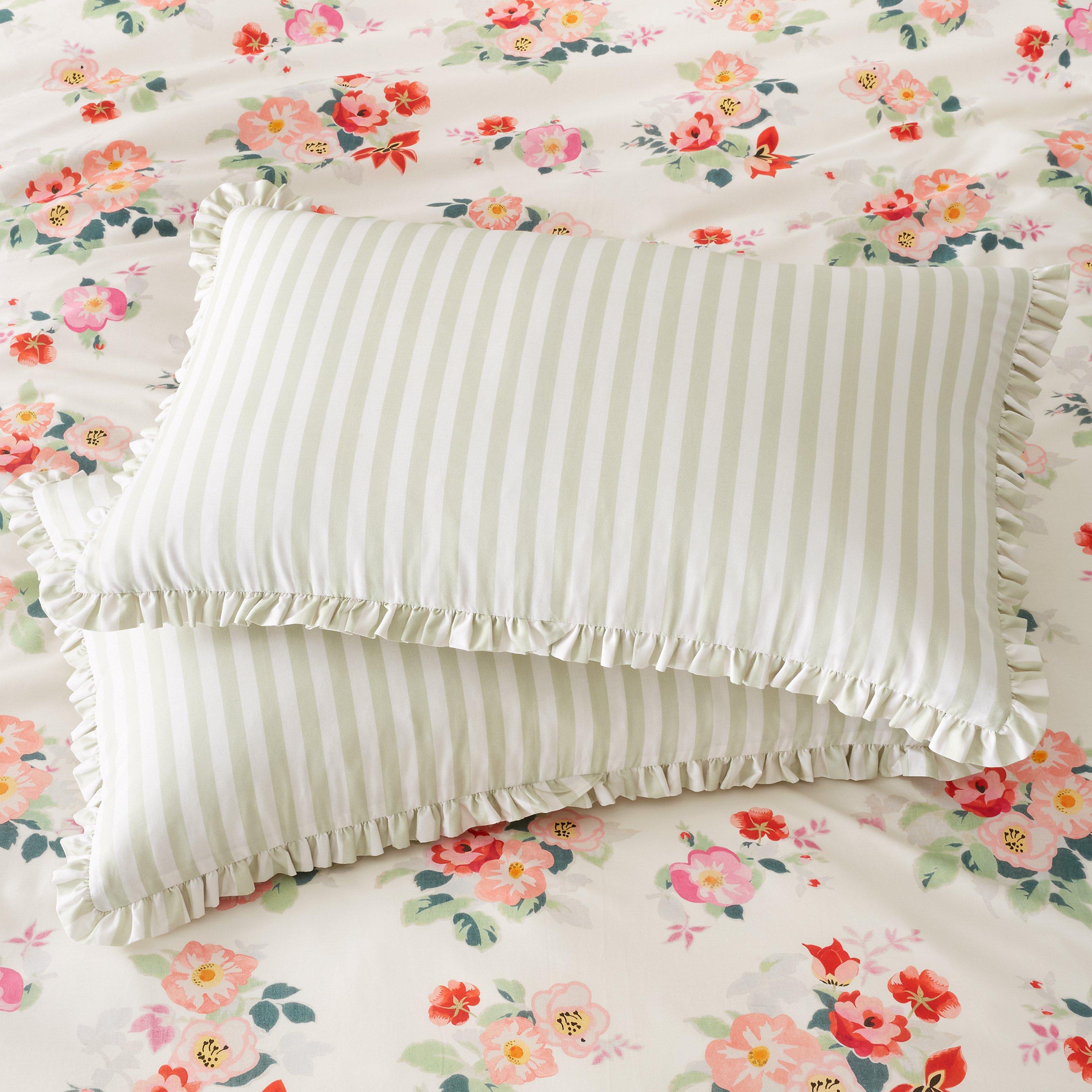 Cath Kidston  Stripe Pillowcase - Green - Standard