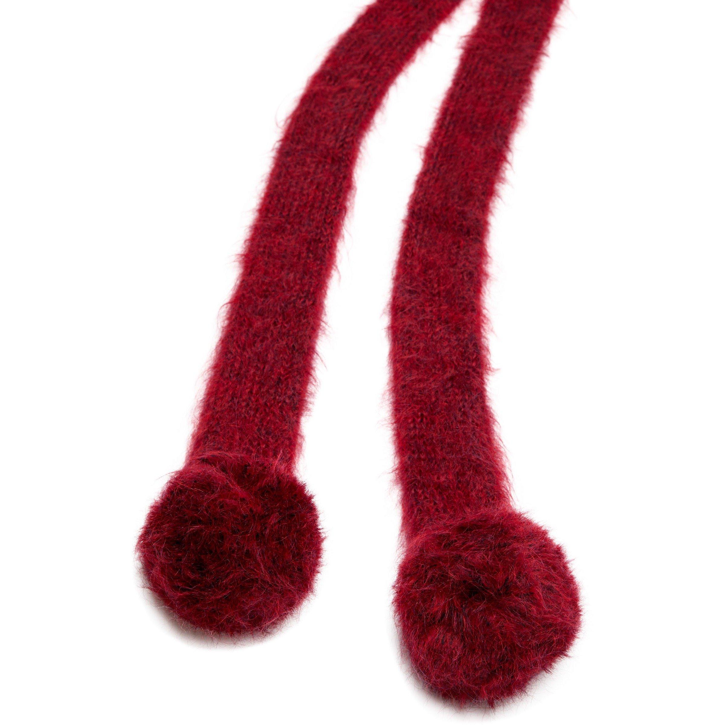 BURGUNDY - Acne Studios - Women's Mohair-Blend Pom-Pom Balaclava - 2