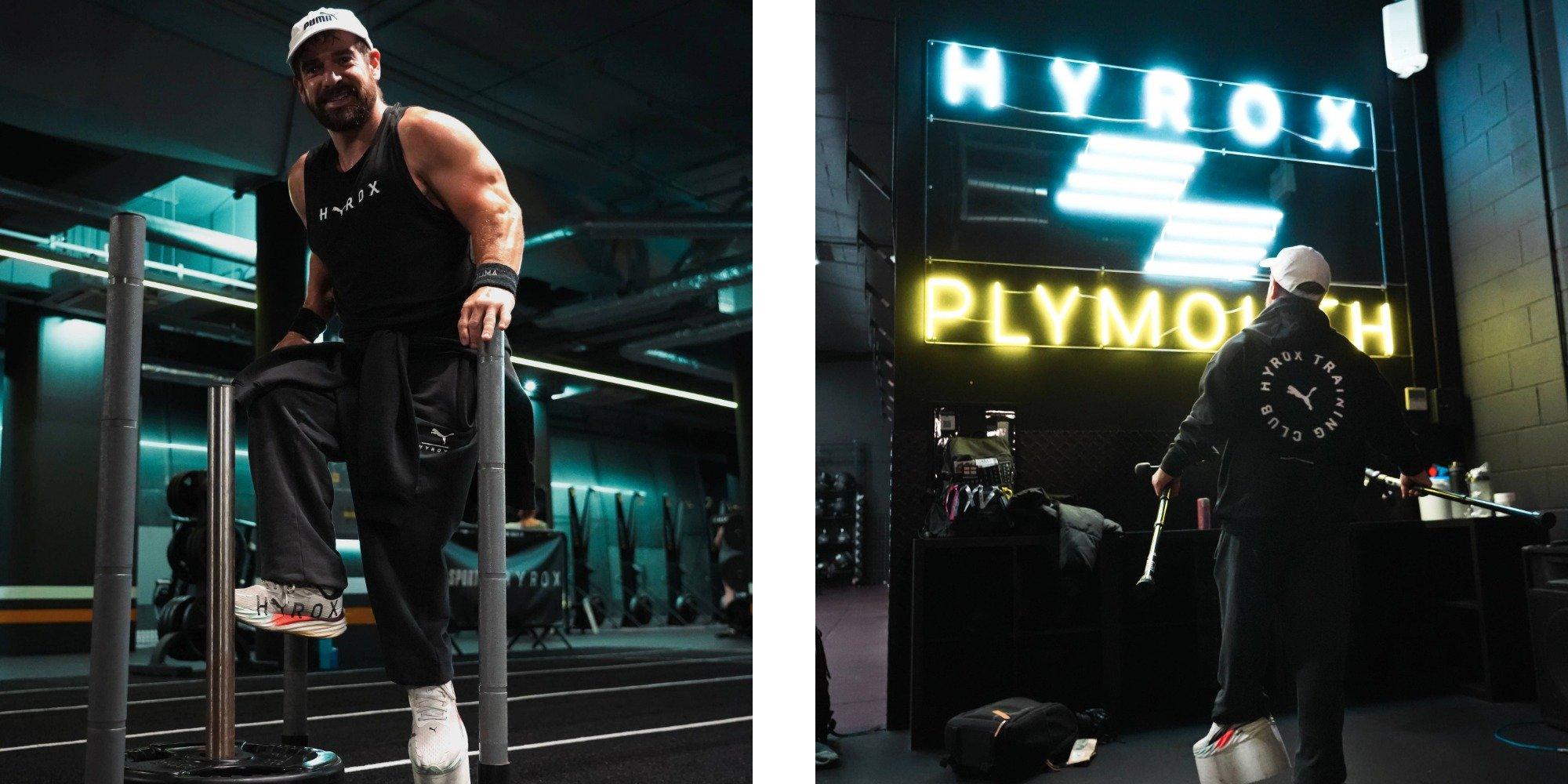 A split image of David Van Wetherill at HYROX Plymouth