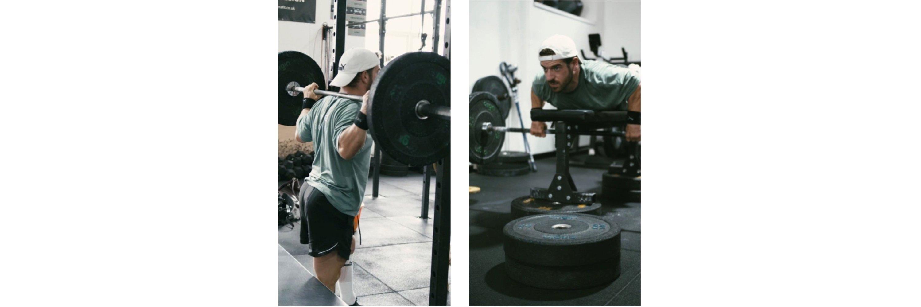 David van Wetherill working out with weights in a gym