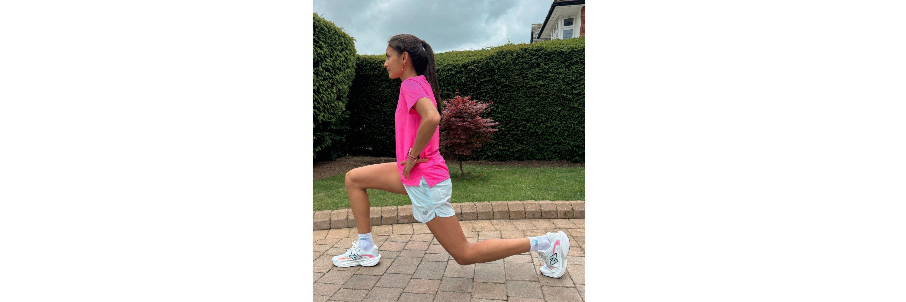 Women wearing running clothes stretching