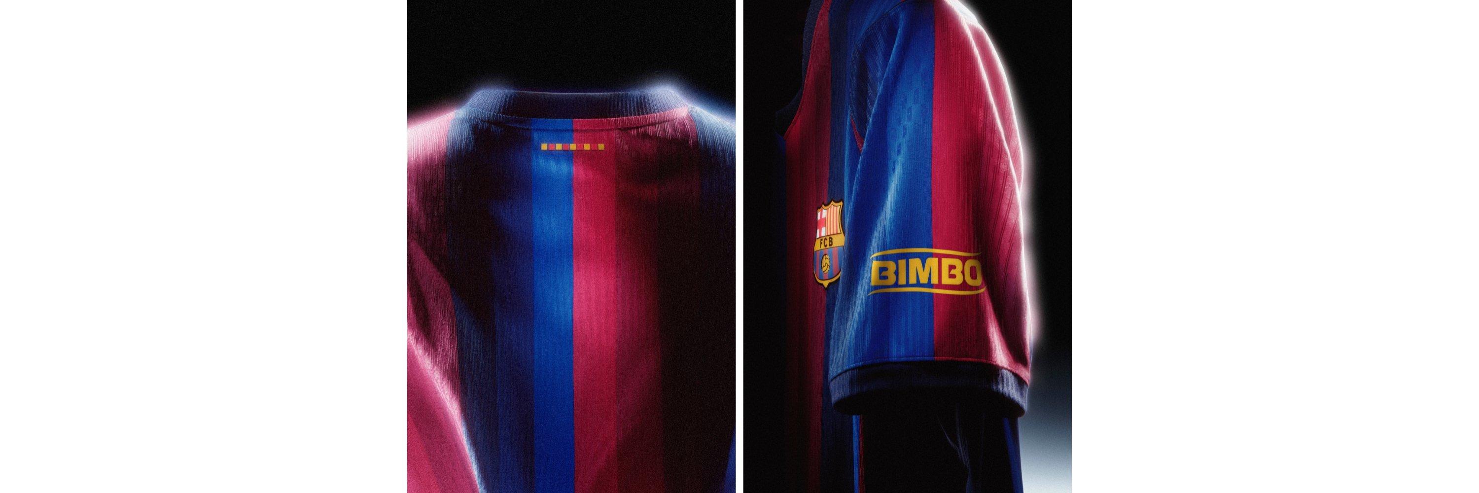 A side by side comparison of the Barcelona 26/27 home shirt