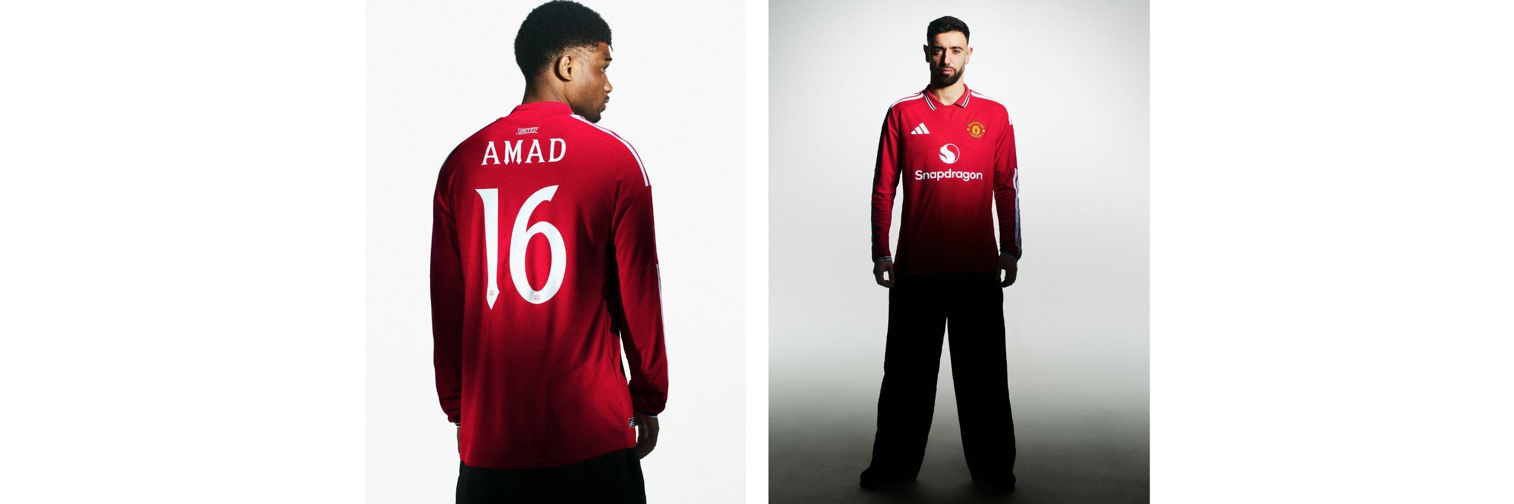 A picture of two Man United Football Club players wearing the 2026 / 2027 Home Shirt