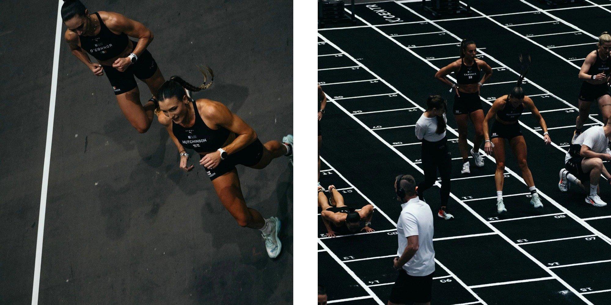 A split image of Kate Hutchinson training