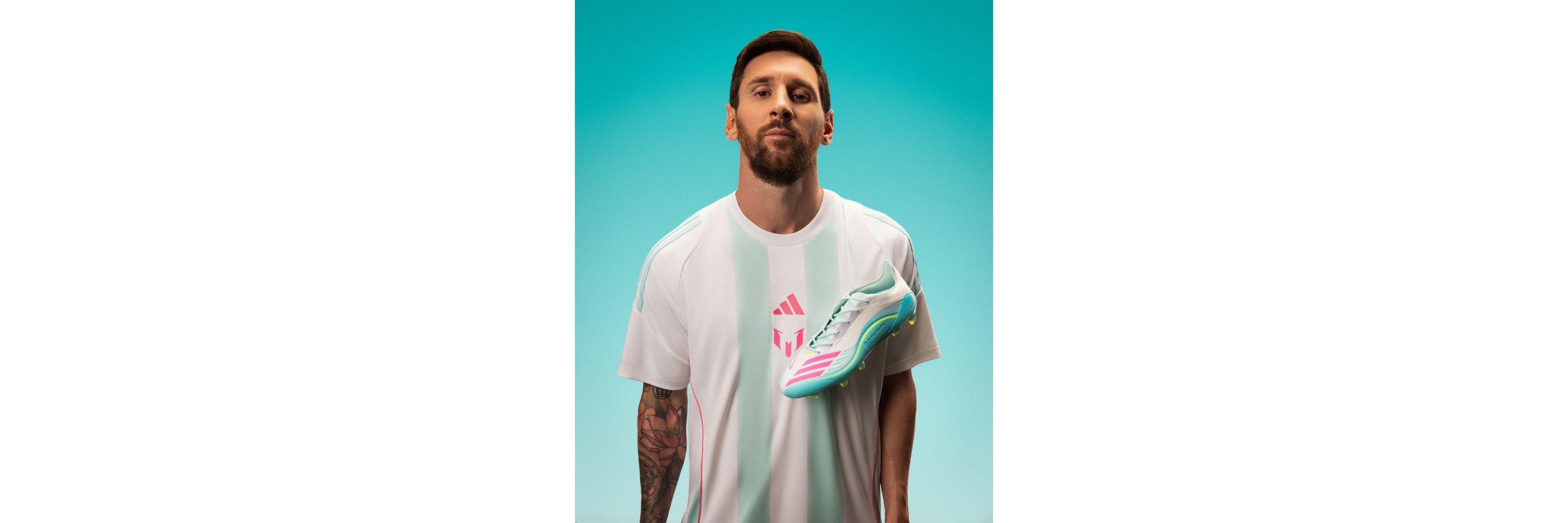 Lionel Messi with the adidas F50 Aurora Radiante