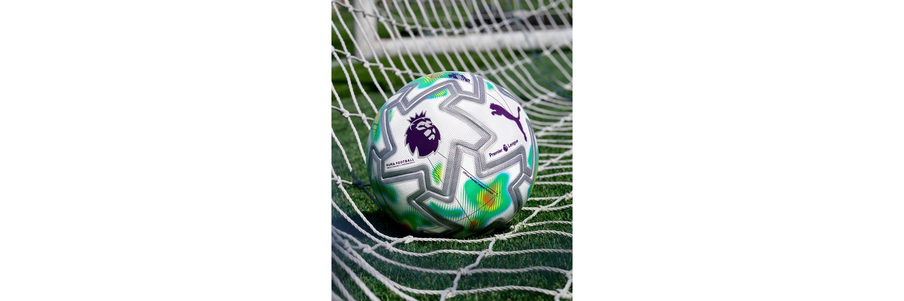 The PUMA PL Thrill on a goal net