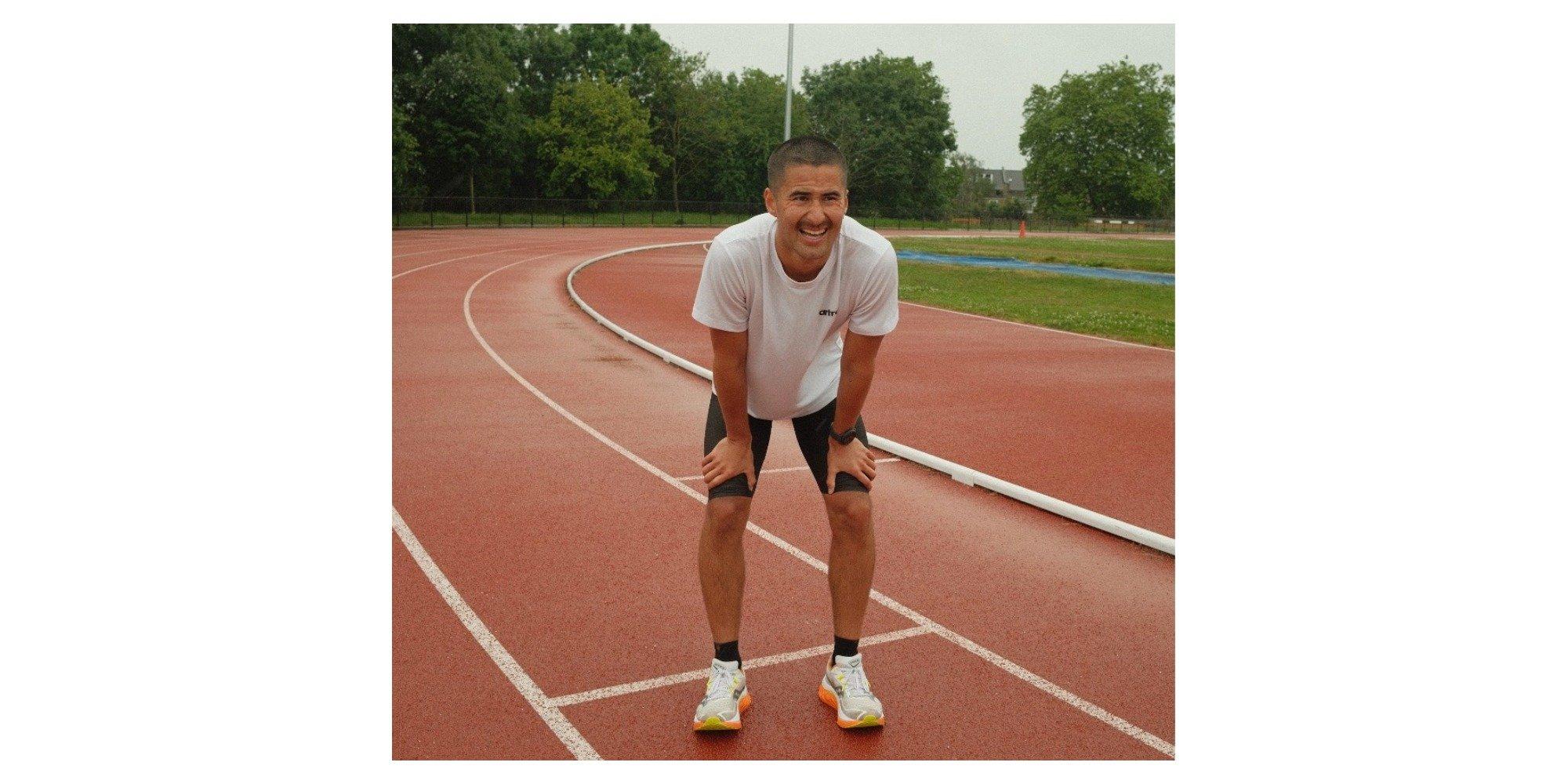Tommy on a running track