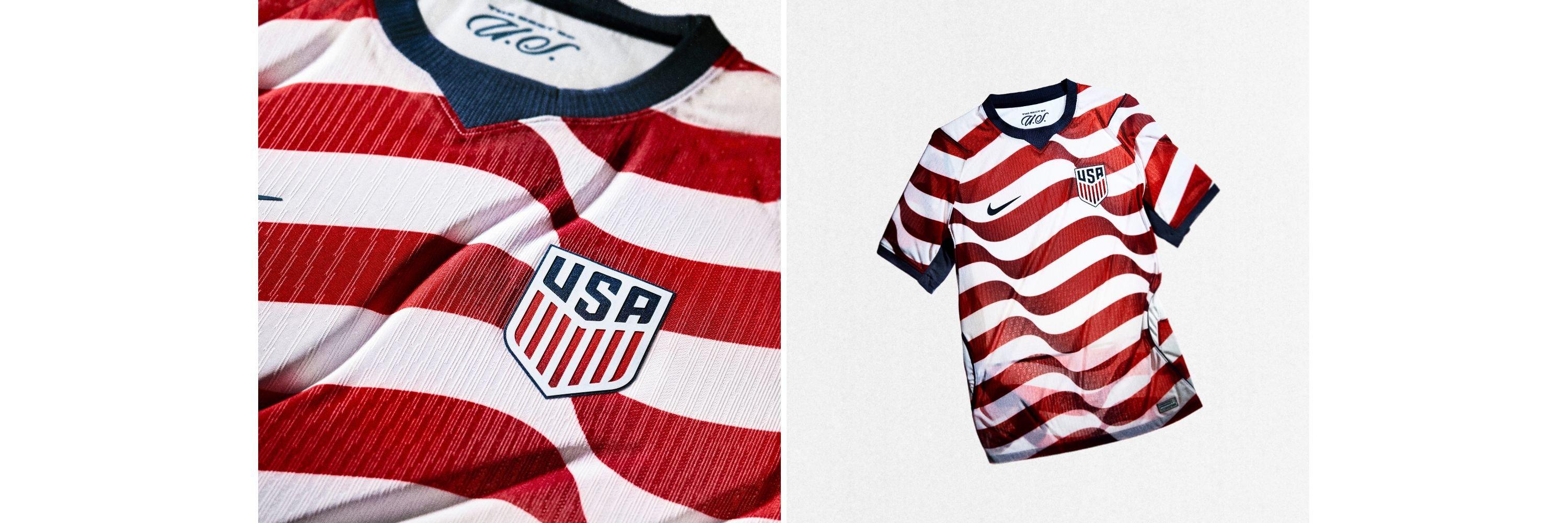A split image of the USA World Cup 2026 Home Shirt