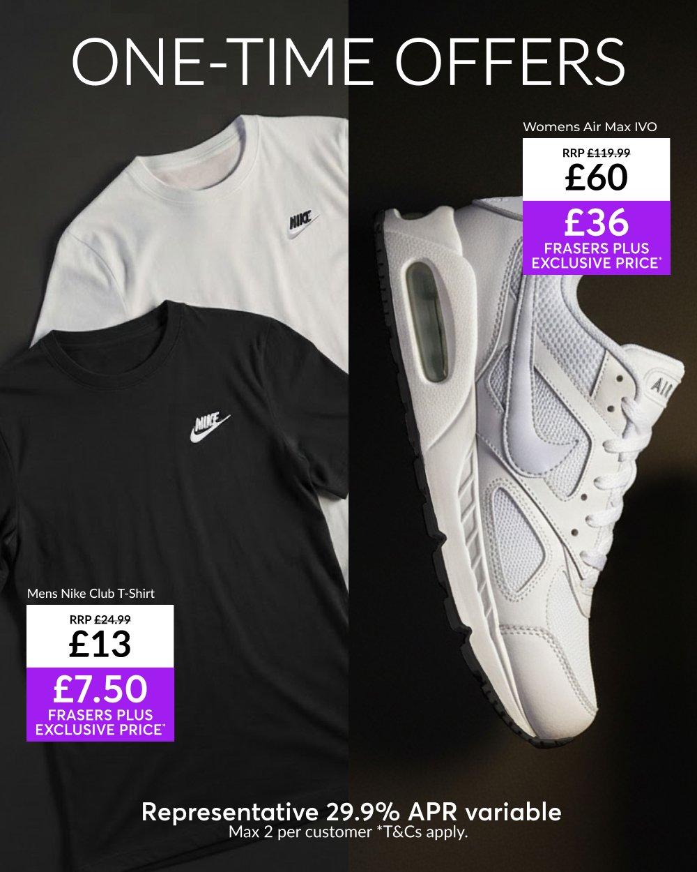 One-time offers from Nike: Max 2 per customer
