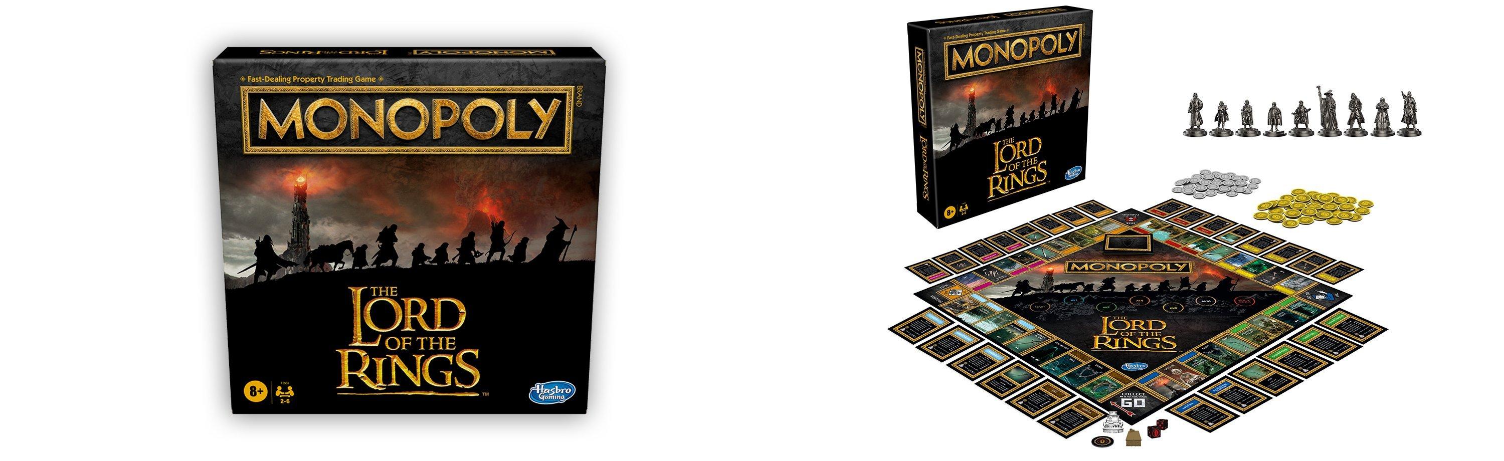The Lord of the Rings Monopoly Edition Board moving pieces based on the Fellowship characters.