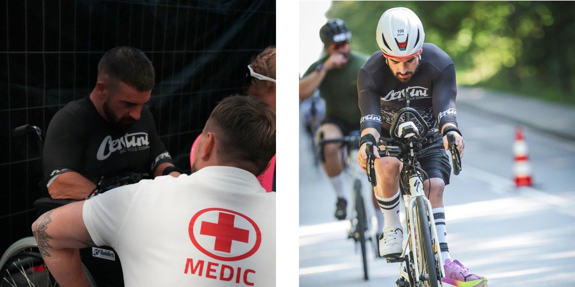 David Van Wetherill split image of his Iron Man attempt