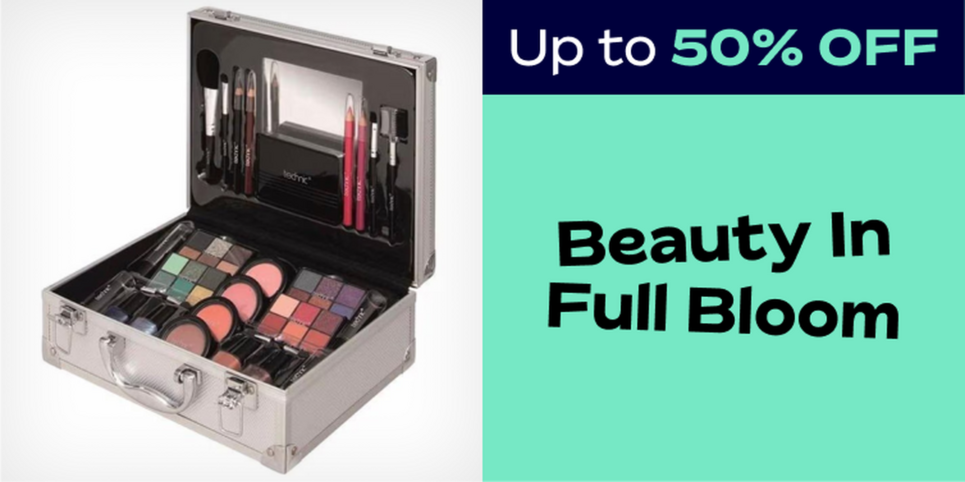 beauty products case with a mirror